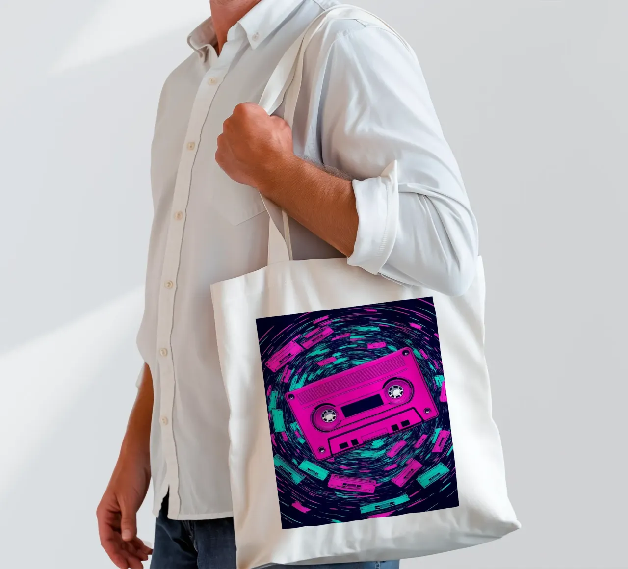 Nastro a cassetta - Pop Art borsa in juta da ColorCrash Gallery