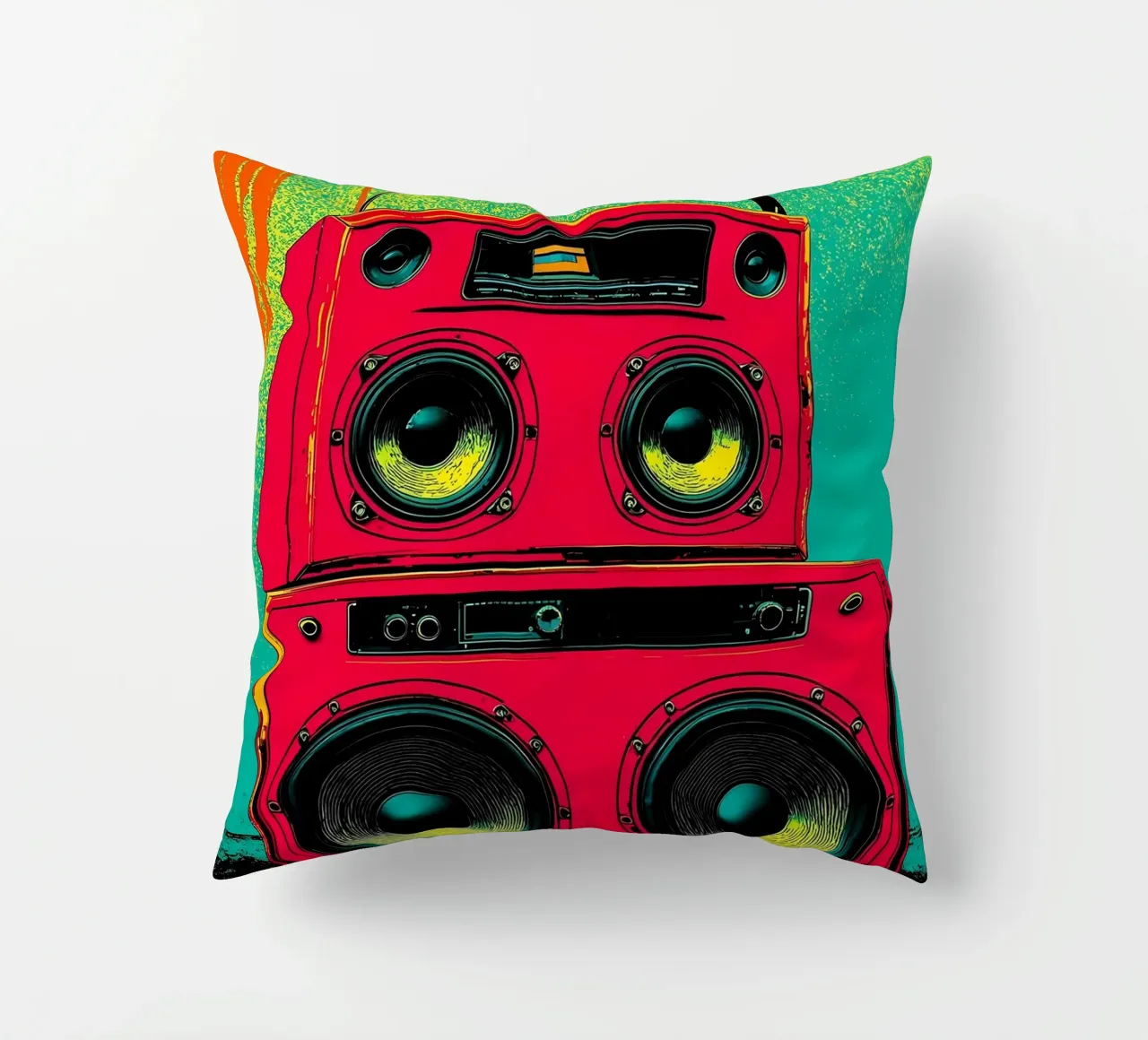 Boombox - Pop Art decorative cushion by ColorCrash Gallery