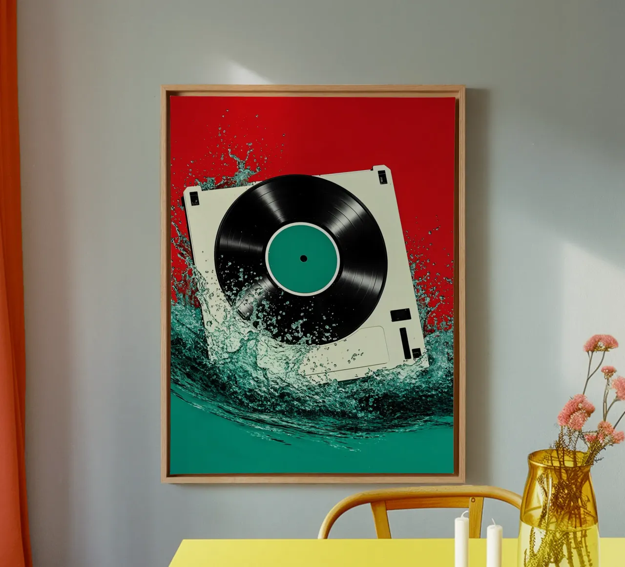 Disco in vinile - Pop Art tela con Cornice a cassetta da ColorCrash Gallery
