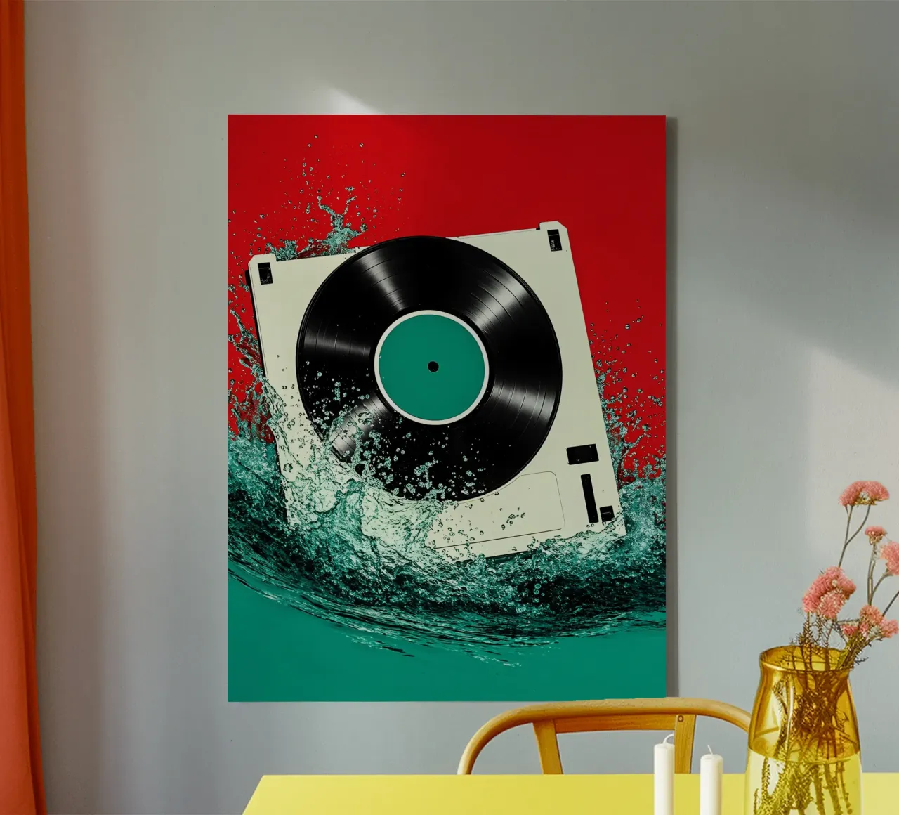 Disco in vinile - Pop Art tela con Cornice a cassetta da ColorCrash Gallery