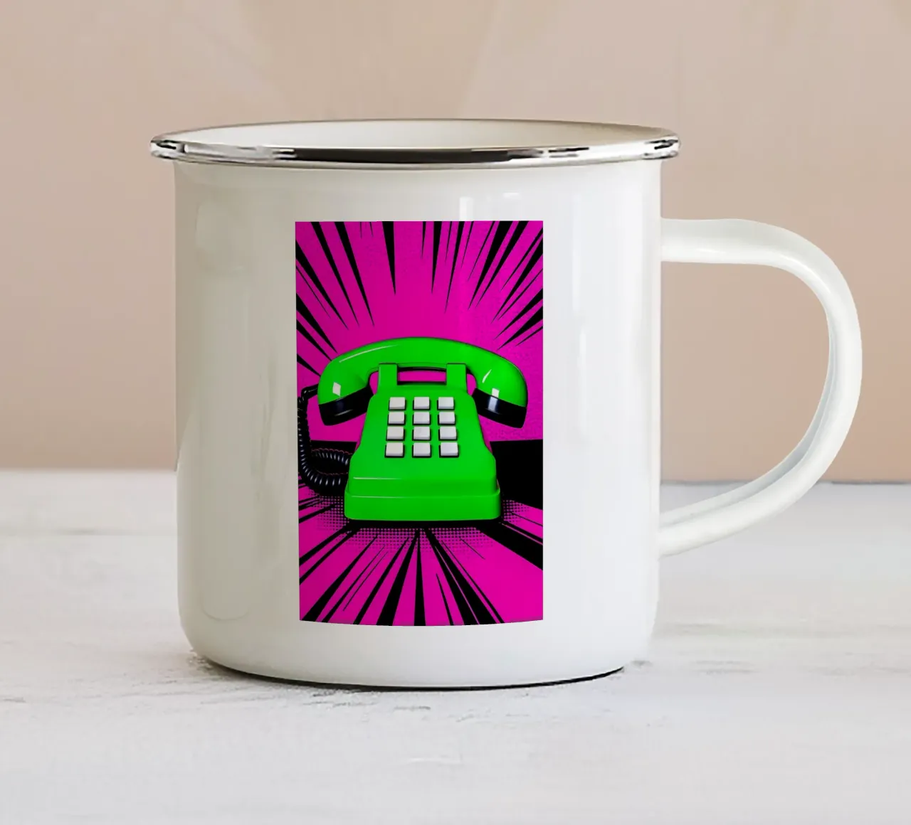 Telefono - Pop Art tazza in smalto da ColorCrash Gallery