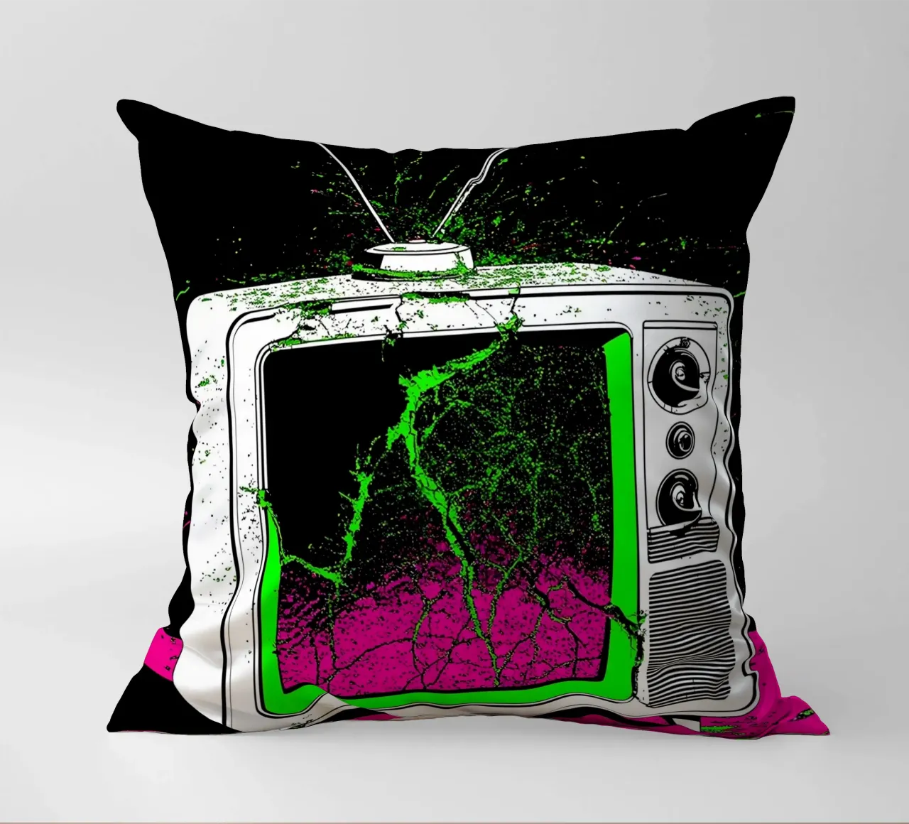 Televisione in frantumi - Pop Art cuscino da ColorCrash Gallery