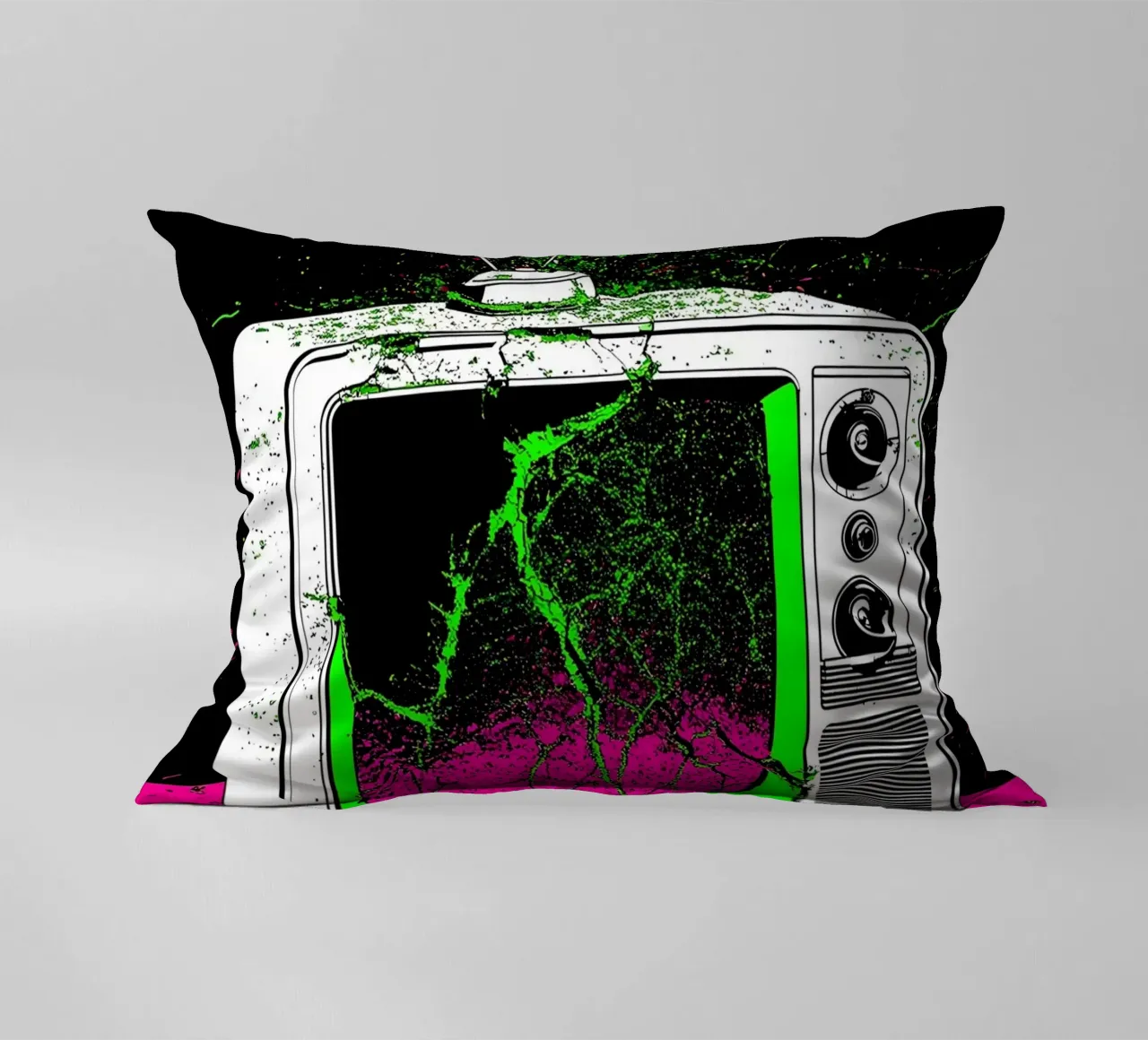 Televisione in frantumi - Pop Art cuscino da ColorCrash Gallery