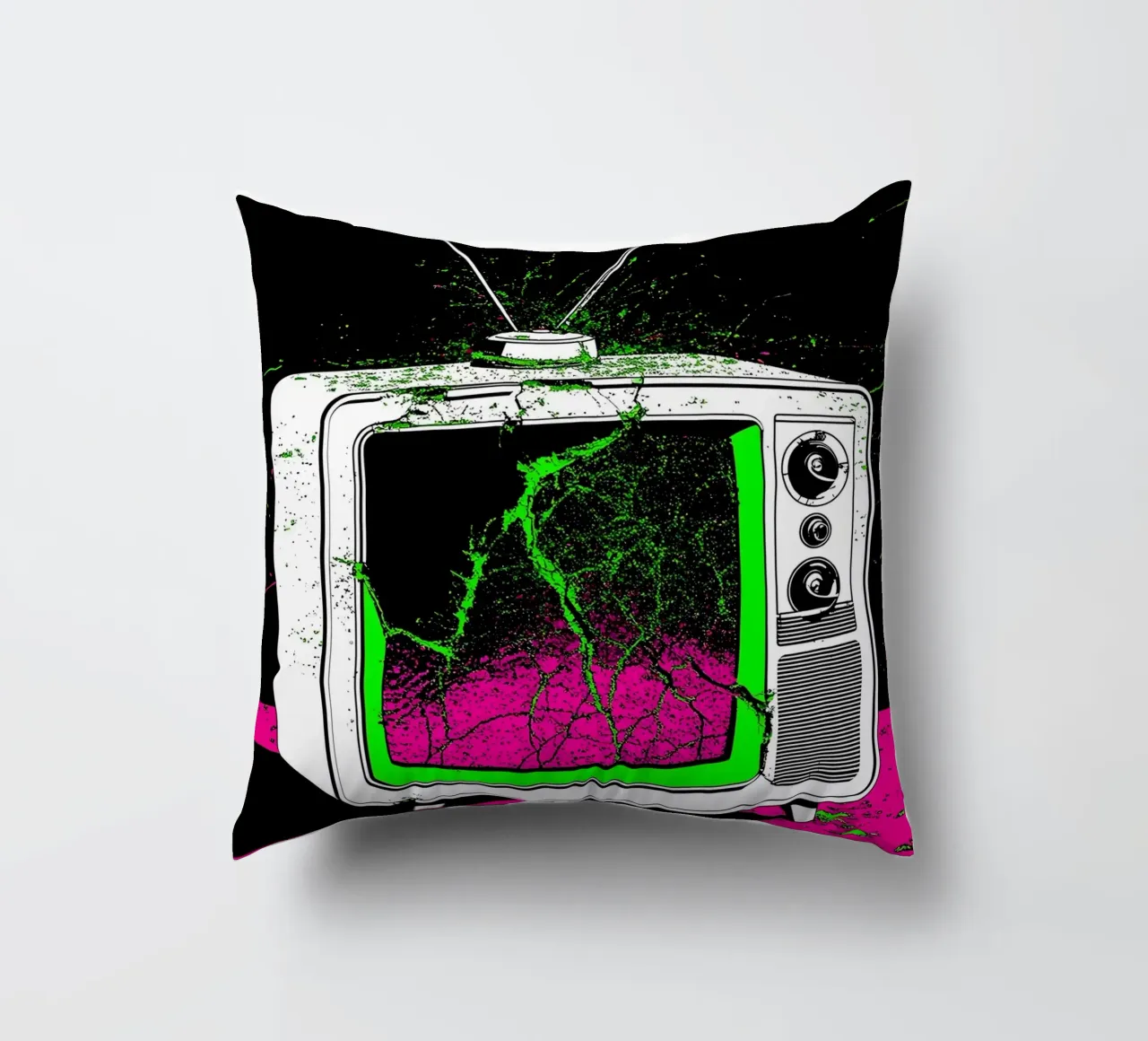 Televisione in frantumi - Pop Art cuscino da ColorCrash Gallery