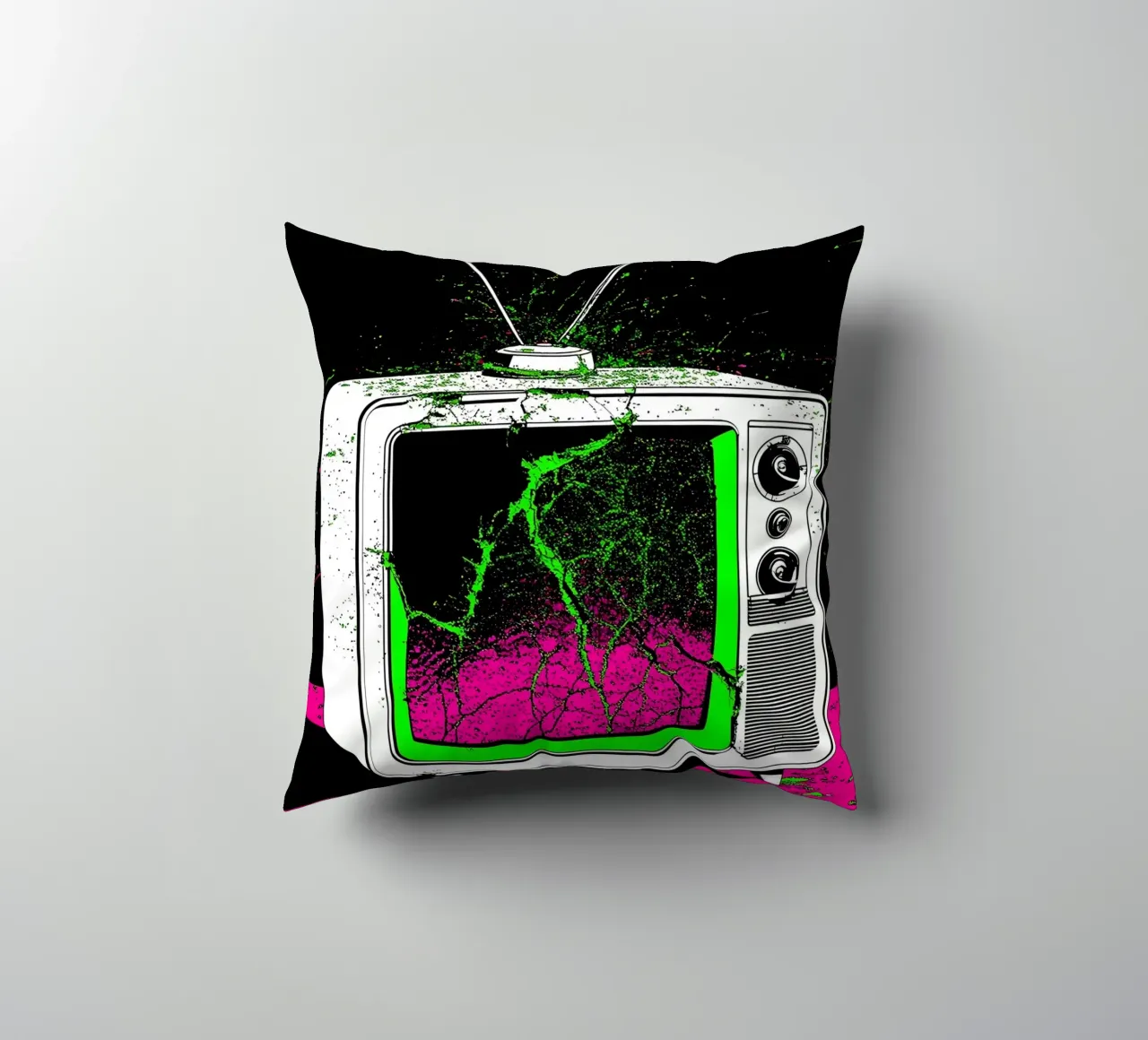 Televisione in frantumi - Pop Art cuscino da ColorCrash Gallery