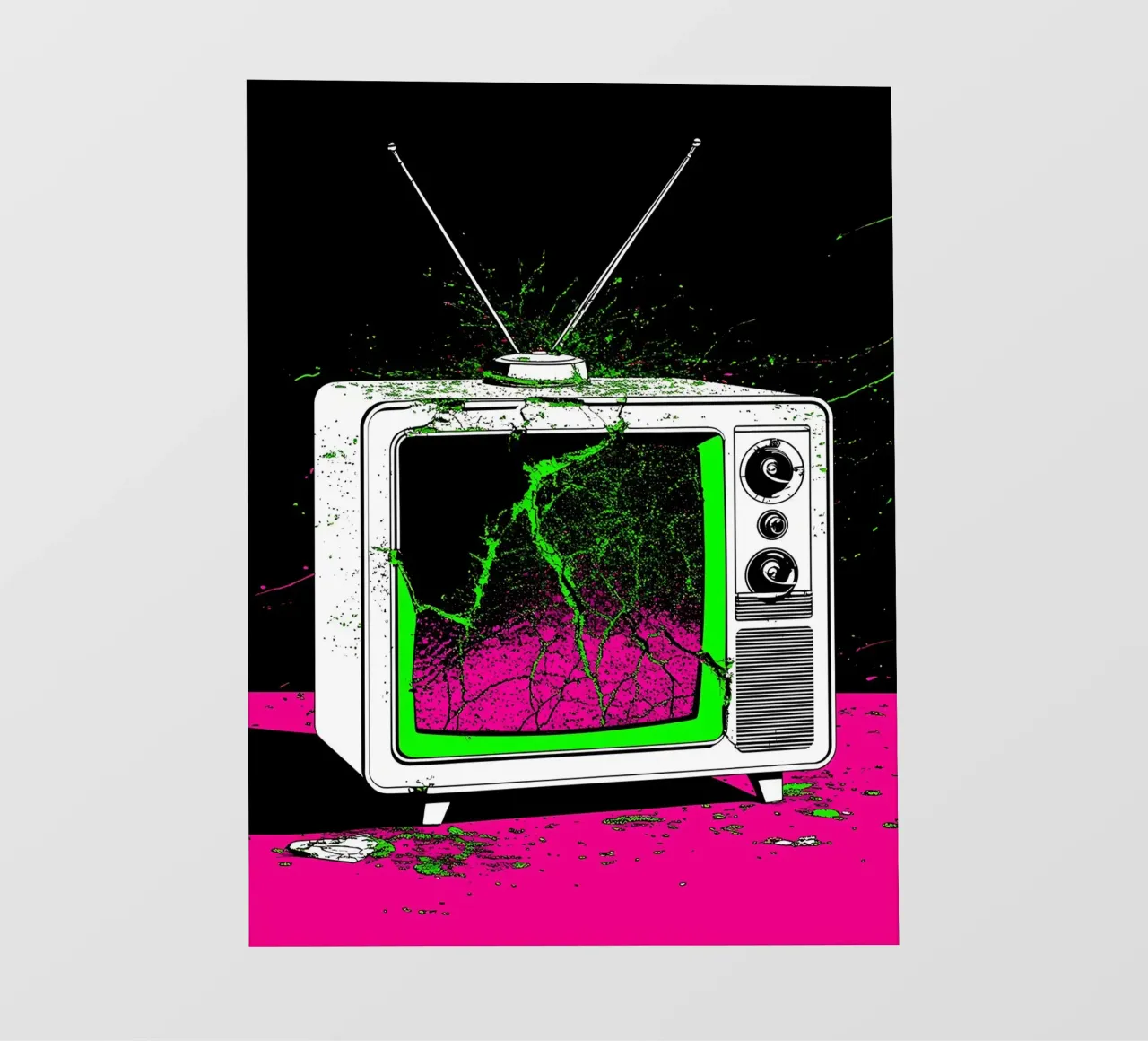 Televisione in frantumi - Pop Art pellicola backlit da ColorCrash Gallery