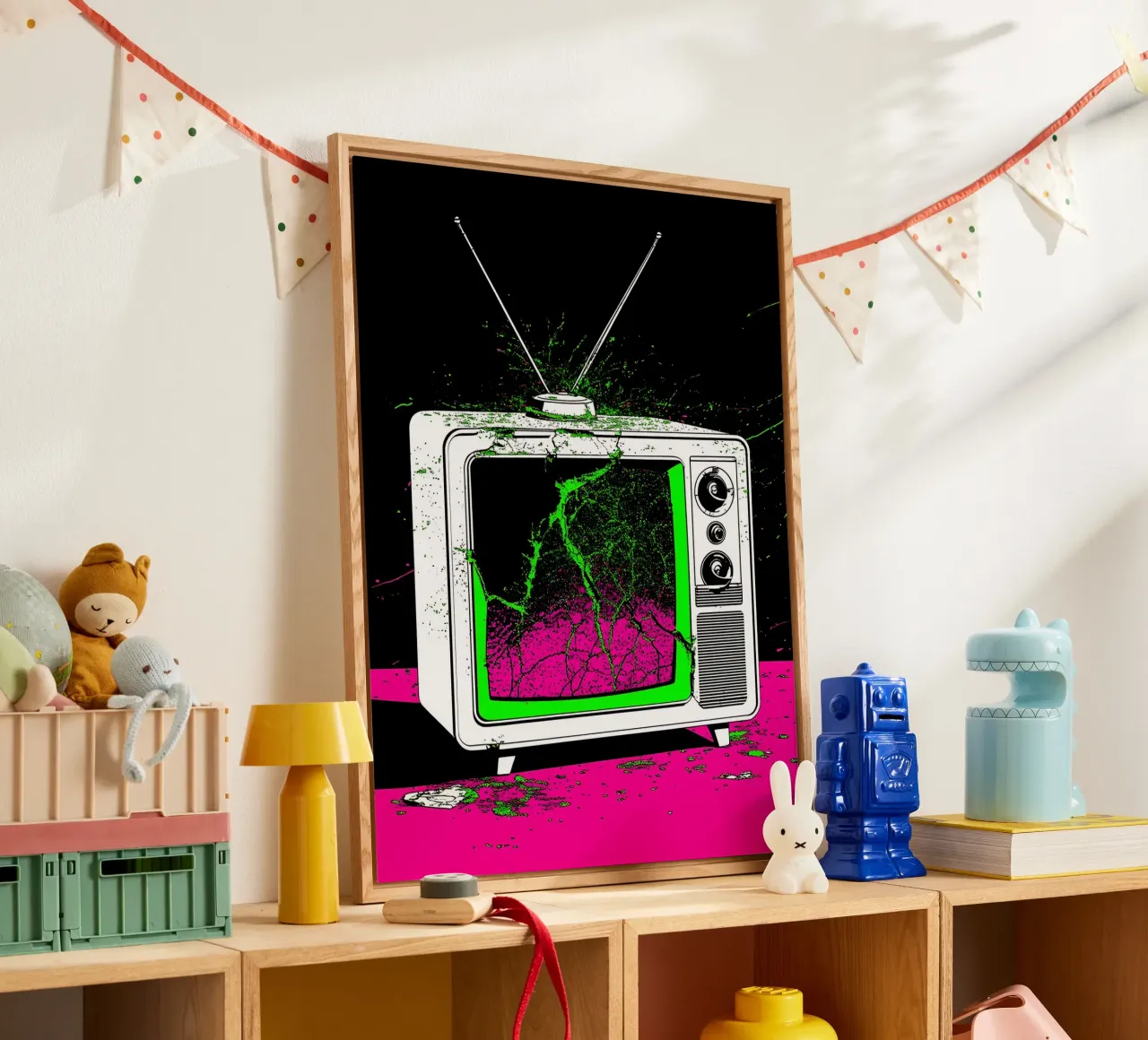 Televisione in frantumi - Pop Art plexiglass da ColorCrash Gallery