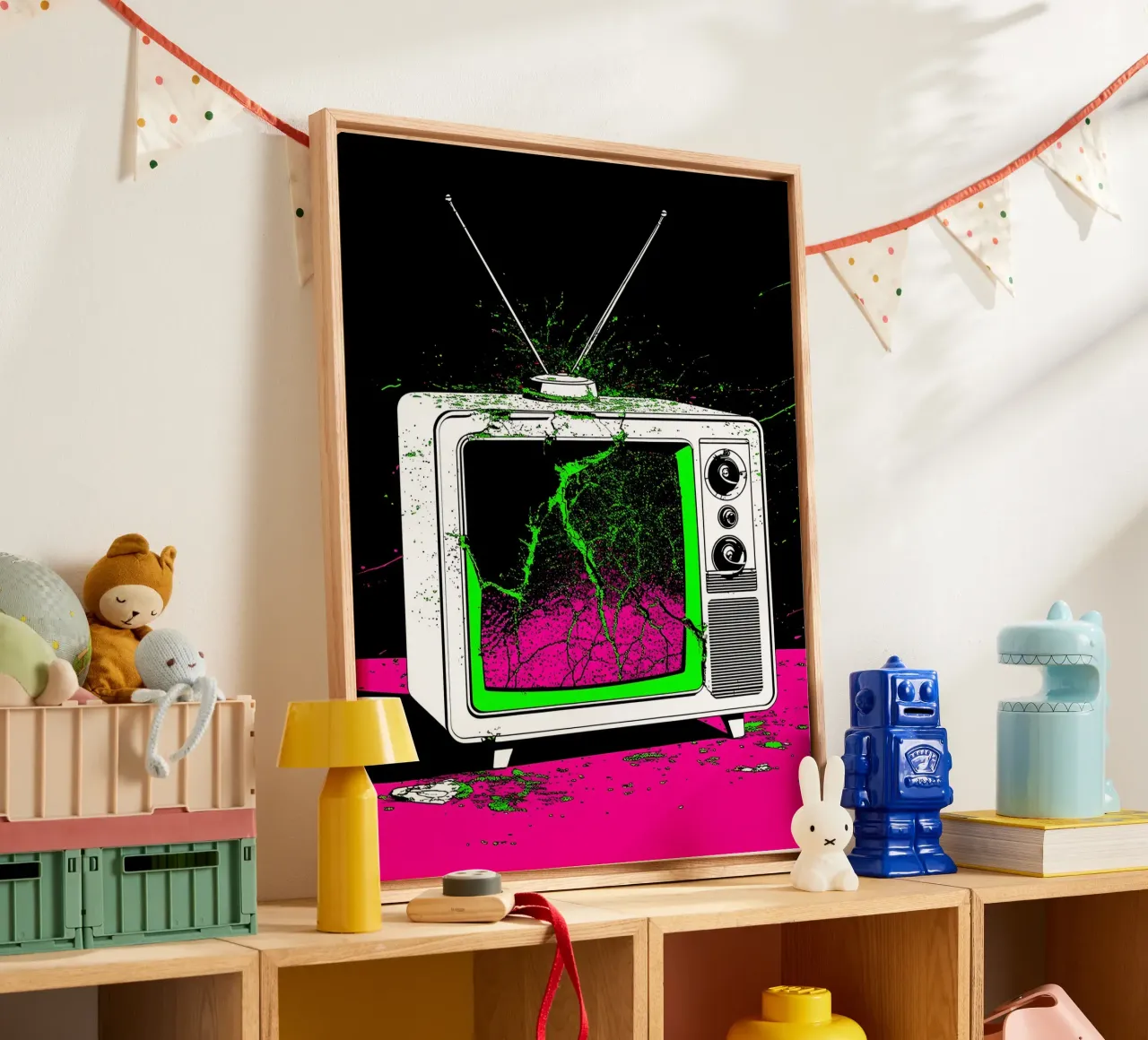 Shattering Television - Pop Art canvas by ColorCrash Gallery