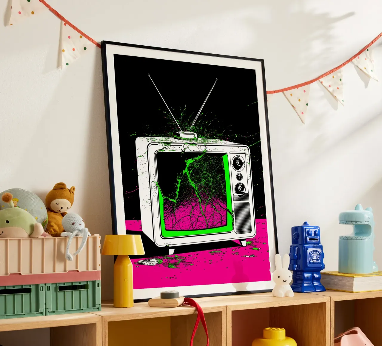 Televisione in frantumi - Pop Art carta hahnemühle da ColorCrash Gallery