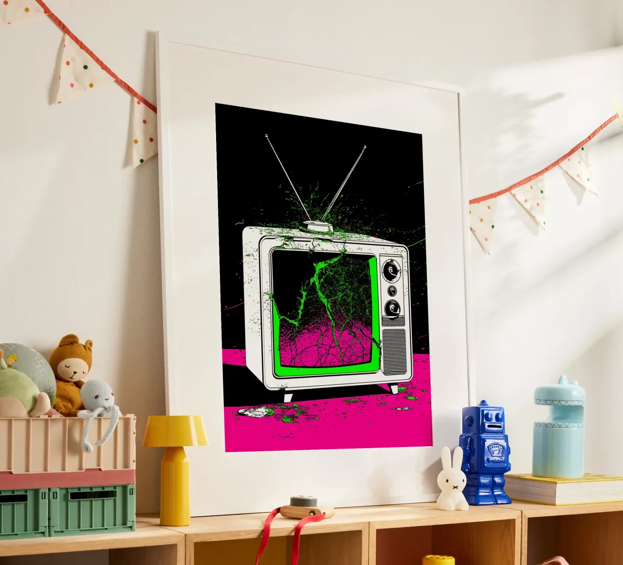 Televisione in frantumi - Pop Art carta hahnemühle da ColorCrash Gallery