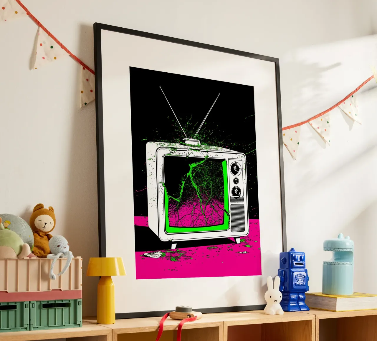 Televisione in frantumi - Pop Art carta hahnemühle da ColorCrash Gallery