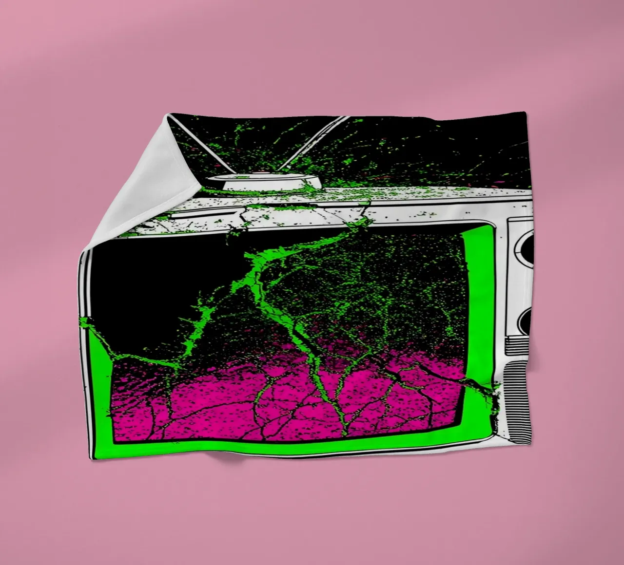 Televisione in frantumi - Pop Art coperta in pile da ColorCrash Gallery