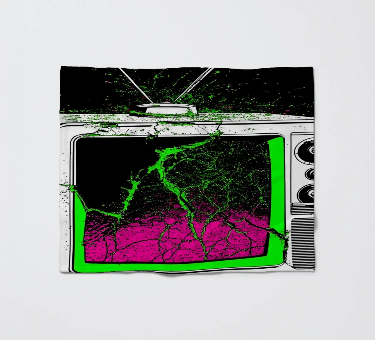 Televisione in frantumi - Pop Art coperta in pile da ColorCrash Gallery