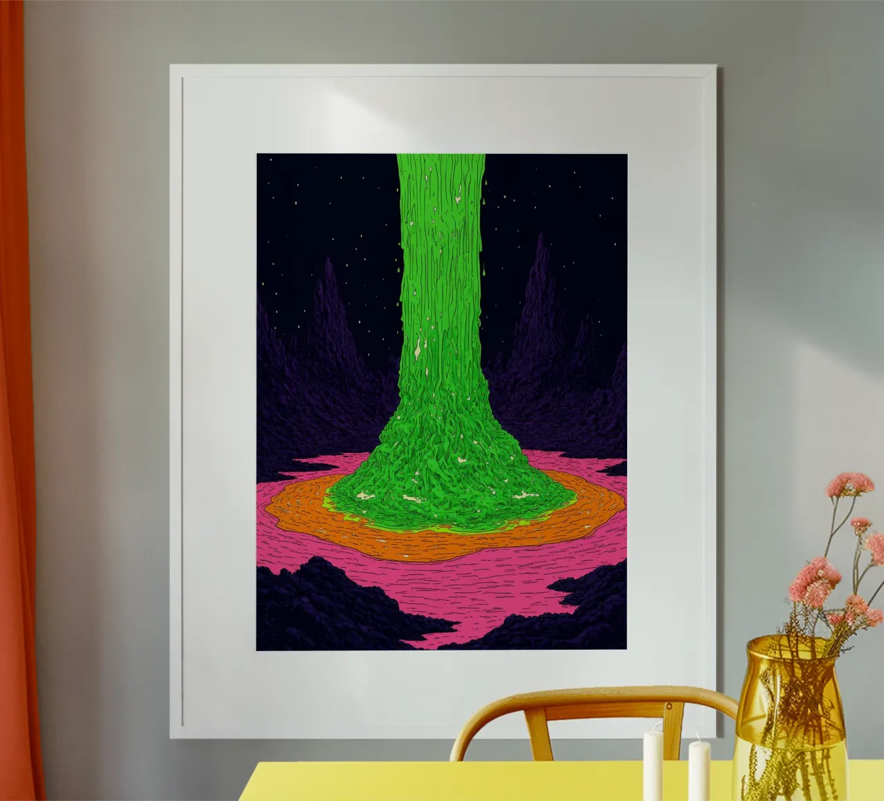 Lava verde - Pop Art poster con telaio in alluminio da ColorCrash Gallery