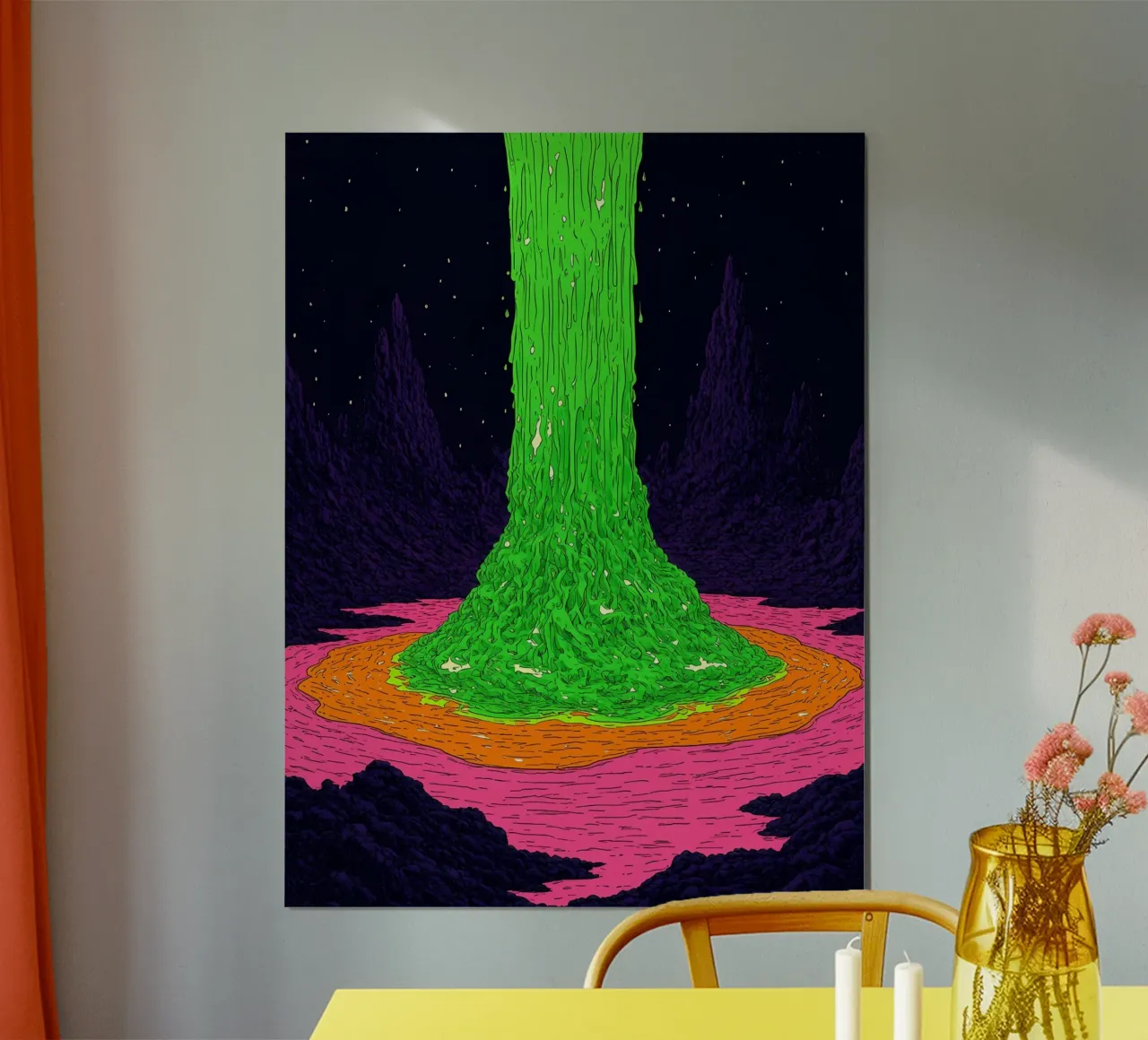 Lava verde - Pop Art poster con telaio in alluminio da ColorCrash Gallery