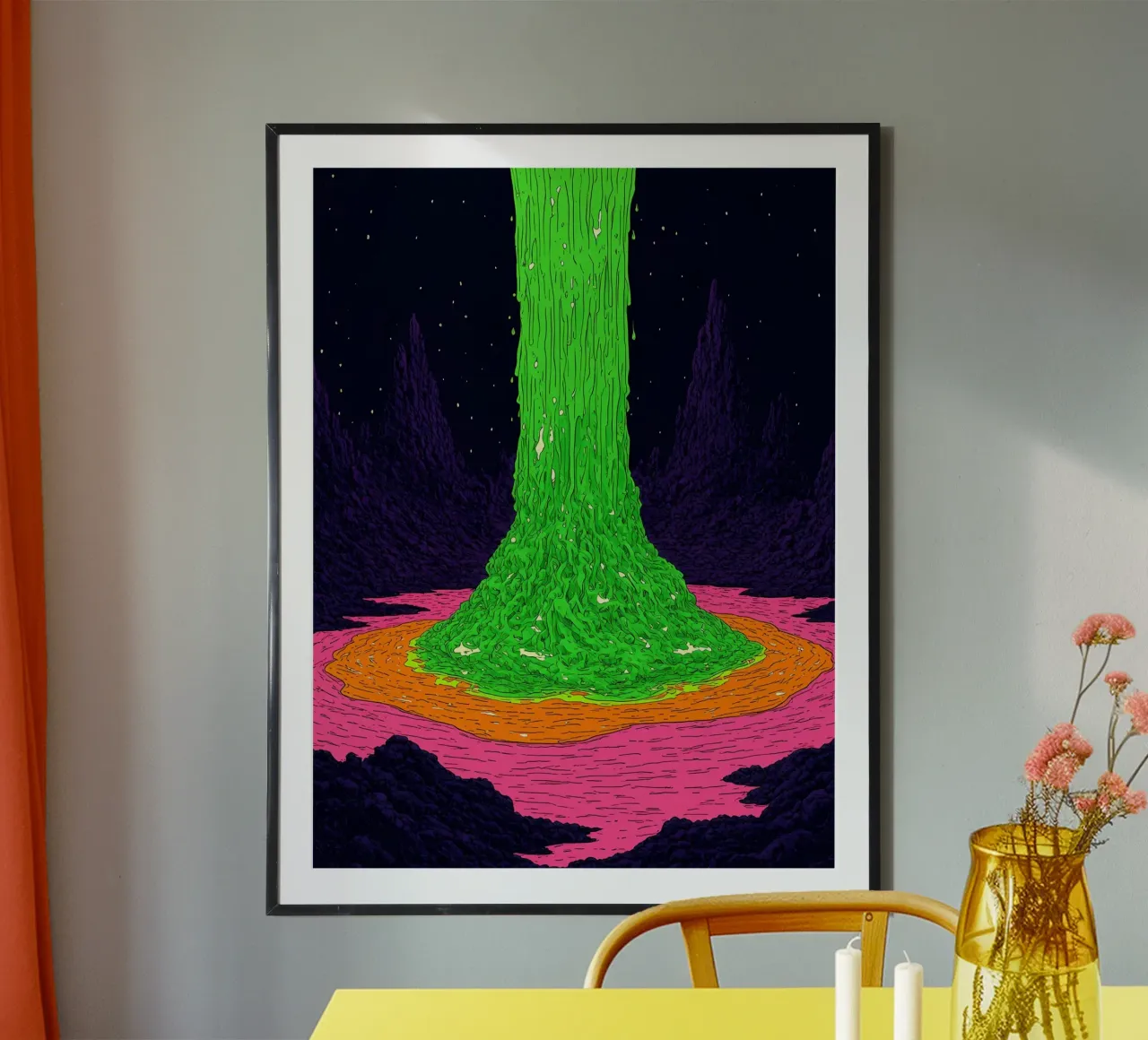 Lava verde - Pop Art poster con telaio in alluminio da ColorCrash Gallery