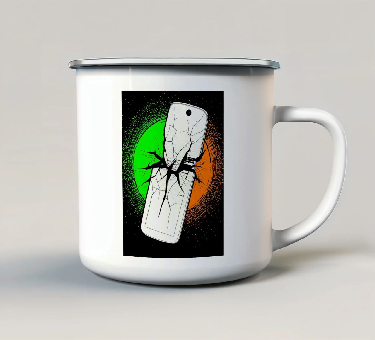 Smartphone in frantumi - Pop Art tazza in smalto da ColorCrash Gallery