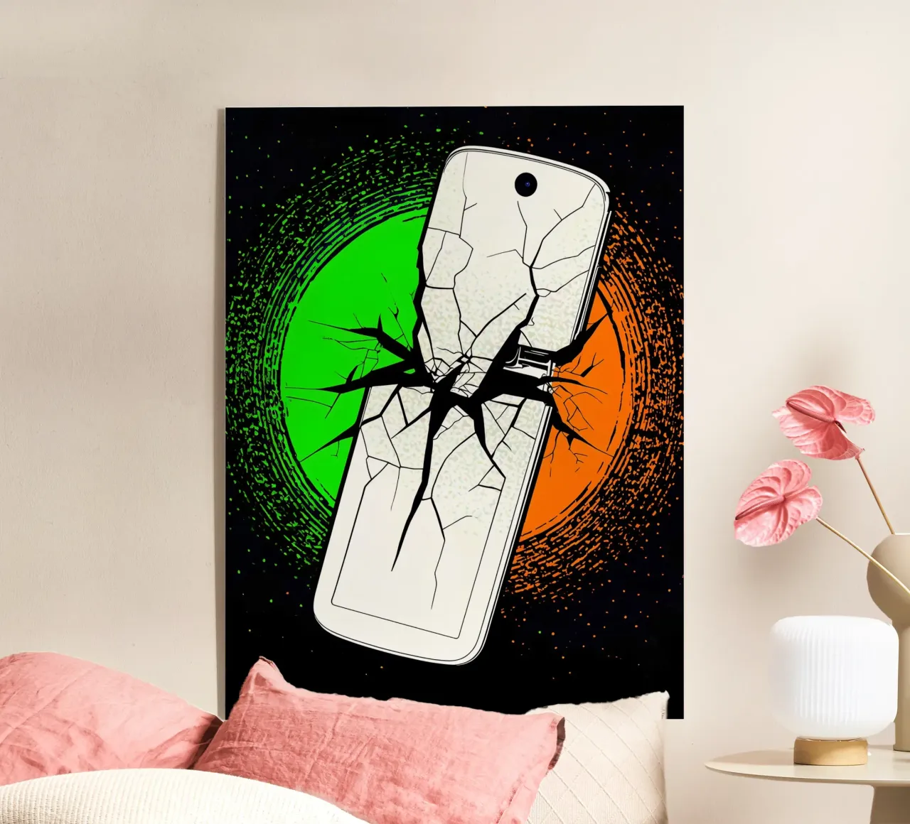 Shattering Smartphone- Pop Art acrylic glass by ColorCrash Gallery