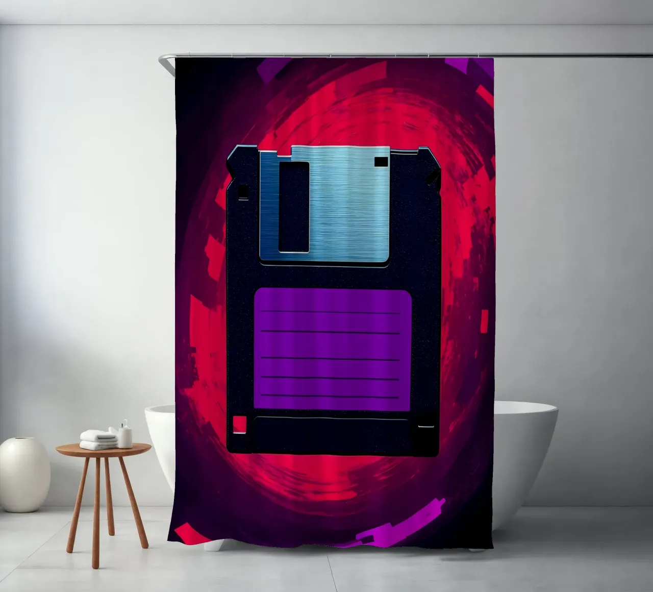 Floppy Disk - Pop Art Duschvorhang von ColorCrash Gallery
