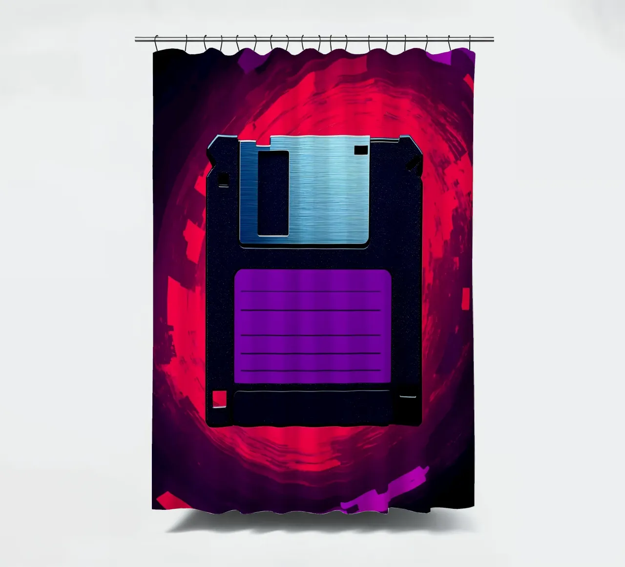 Floppy Disk - Pop Art Duschvorhang von ColorCrash Gallery