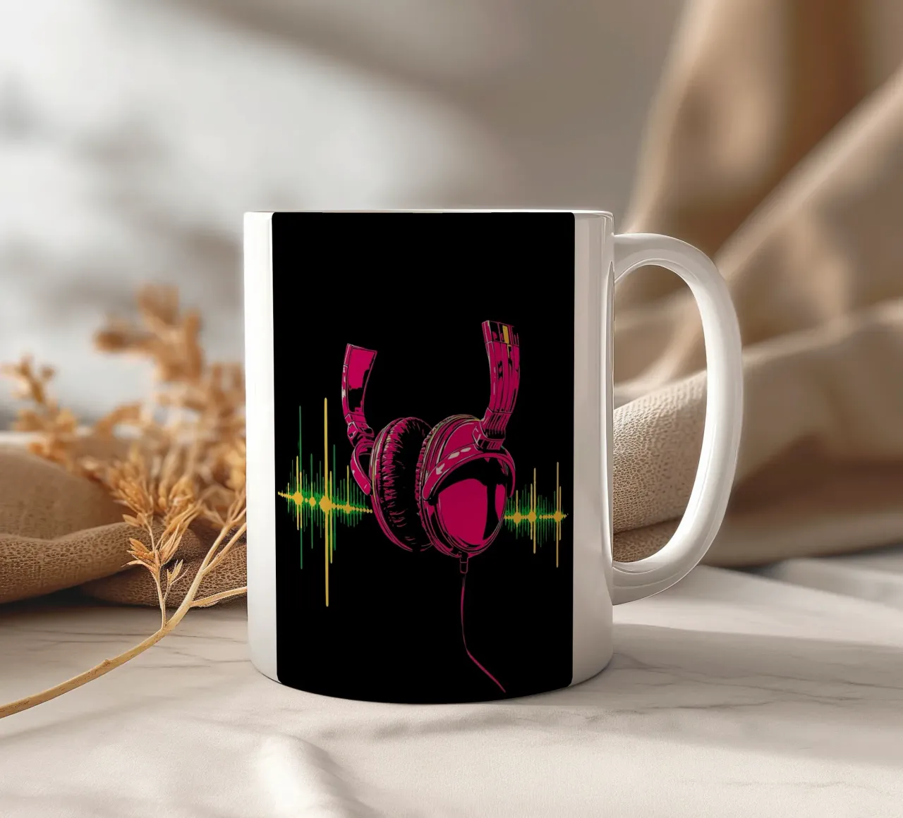 Kopfhörer Soundwave- Pop Art Keramik Tasse von ColorCrash Gallery