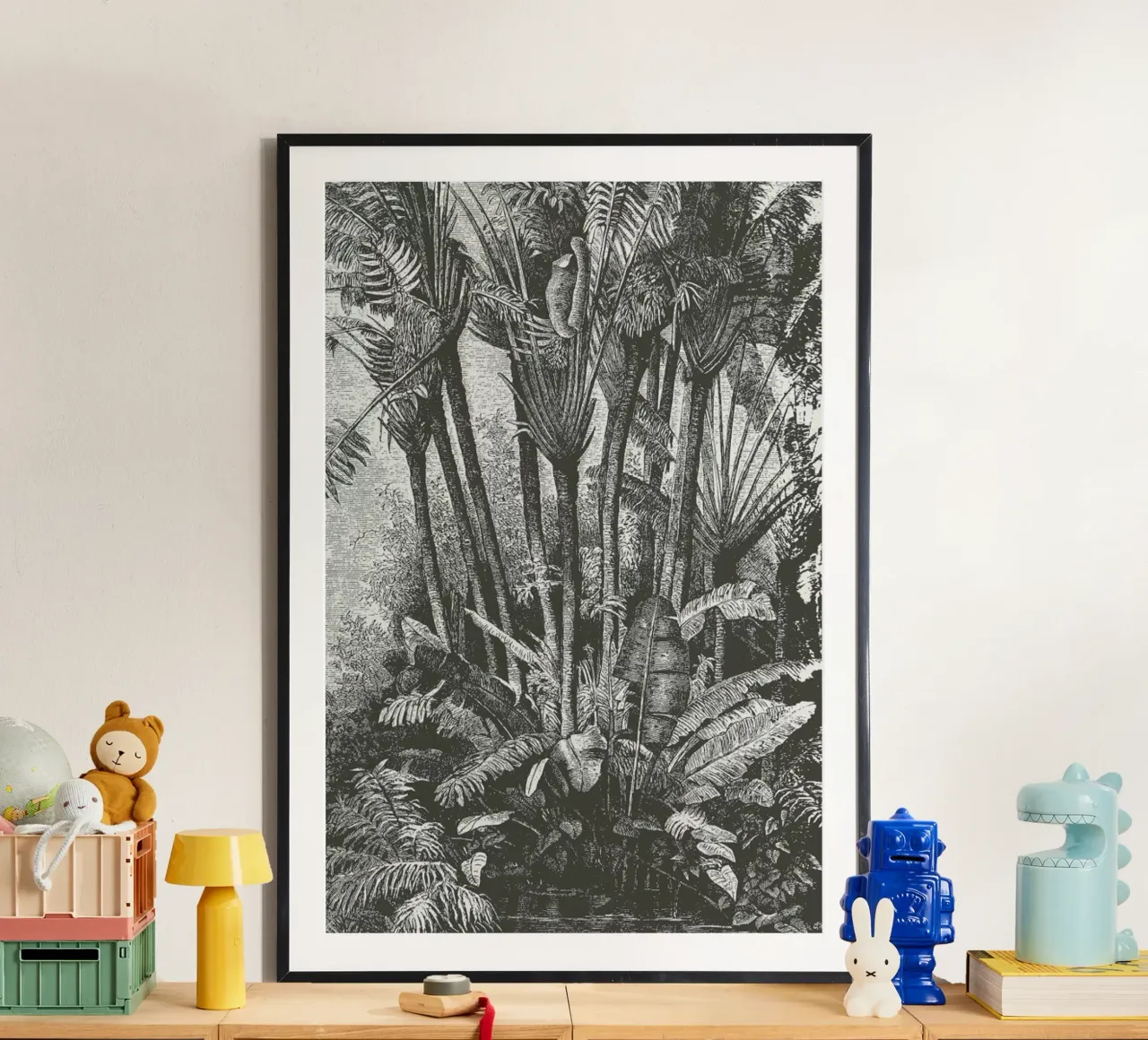 Palms in Water poster con telaio in legno da Astër