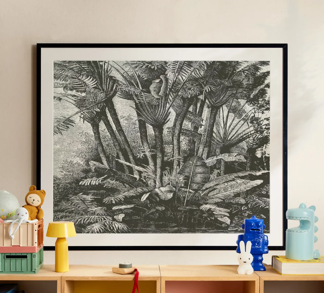 Palms in Water poster con telaio in legno da Astër