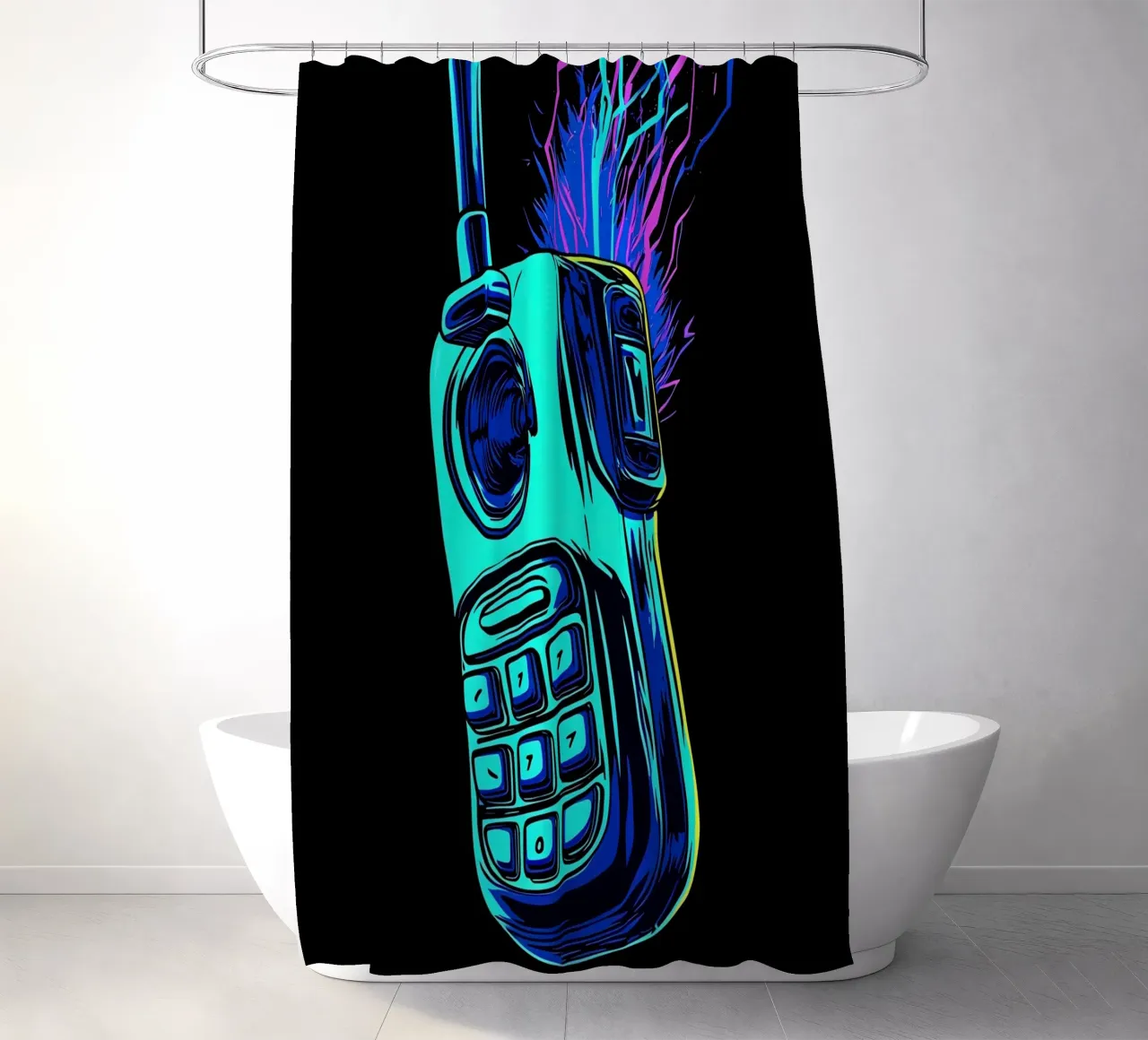 Retro Phone - Pop Art shower curtain by ColorCrash Gallery