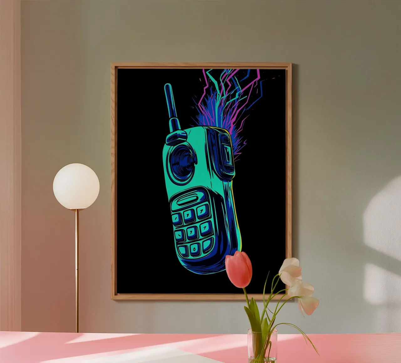 Retro Phone - Pop Art alu-dibond by ColorCrash Gallery