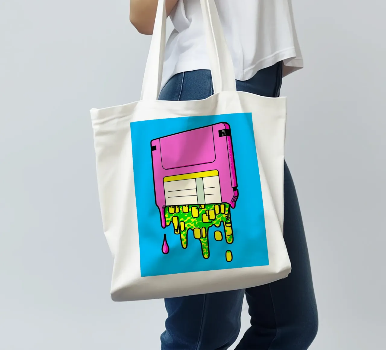Floppy Disk che gocciola - Pop Art borsa in juta da ColorCrash Gallery