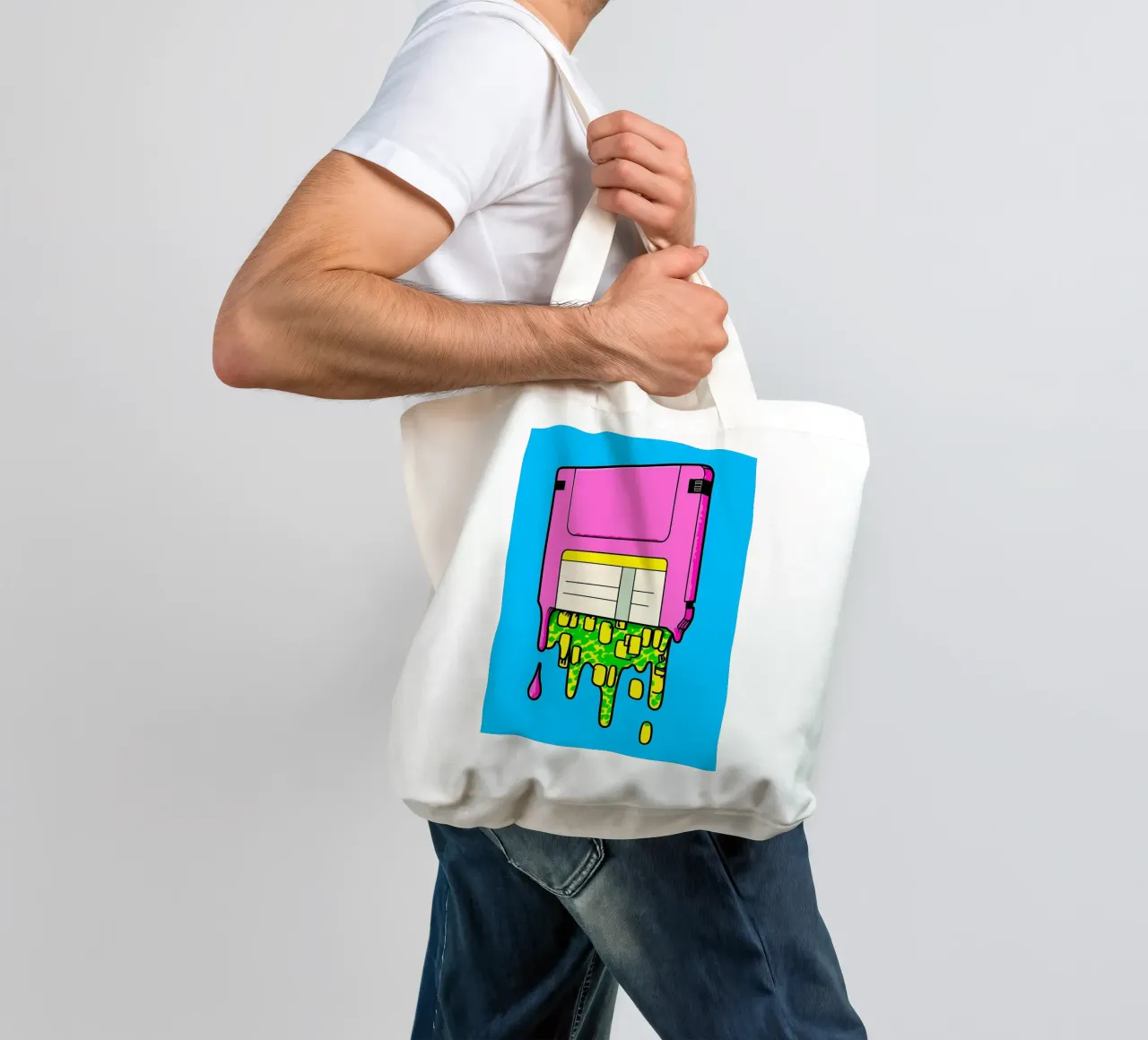 Floppy Disk che gocciola - Pop Art borsa in juta da ColorCrash Gallery