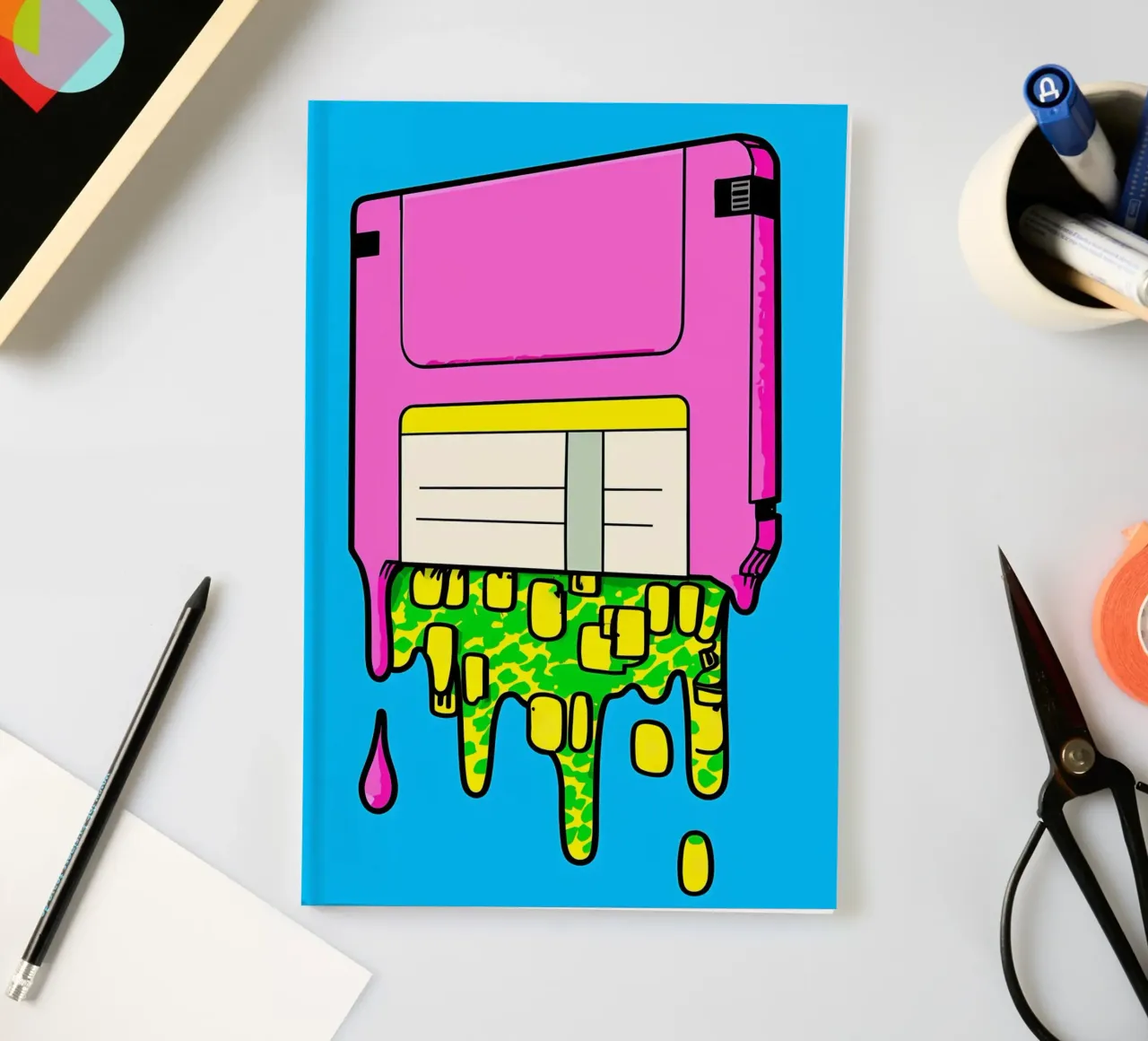 Floppy Disk Dripping - Pop Art notebook by ColorCrash Gallery