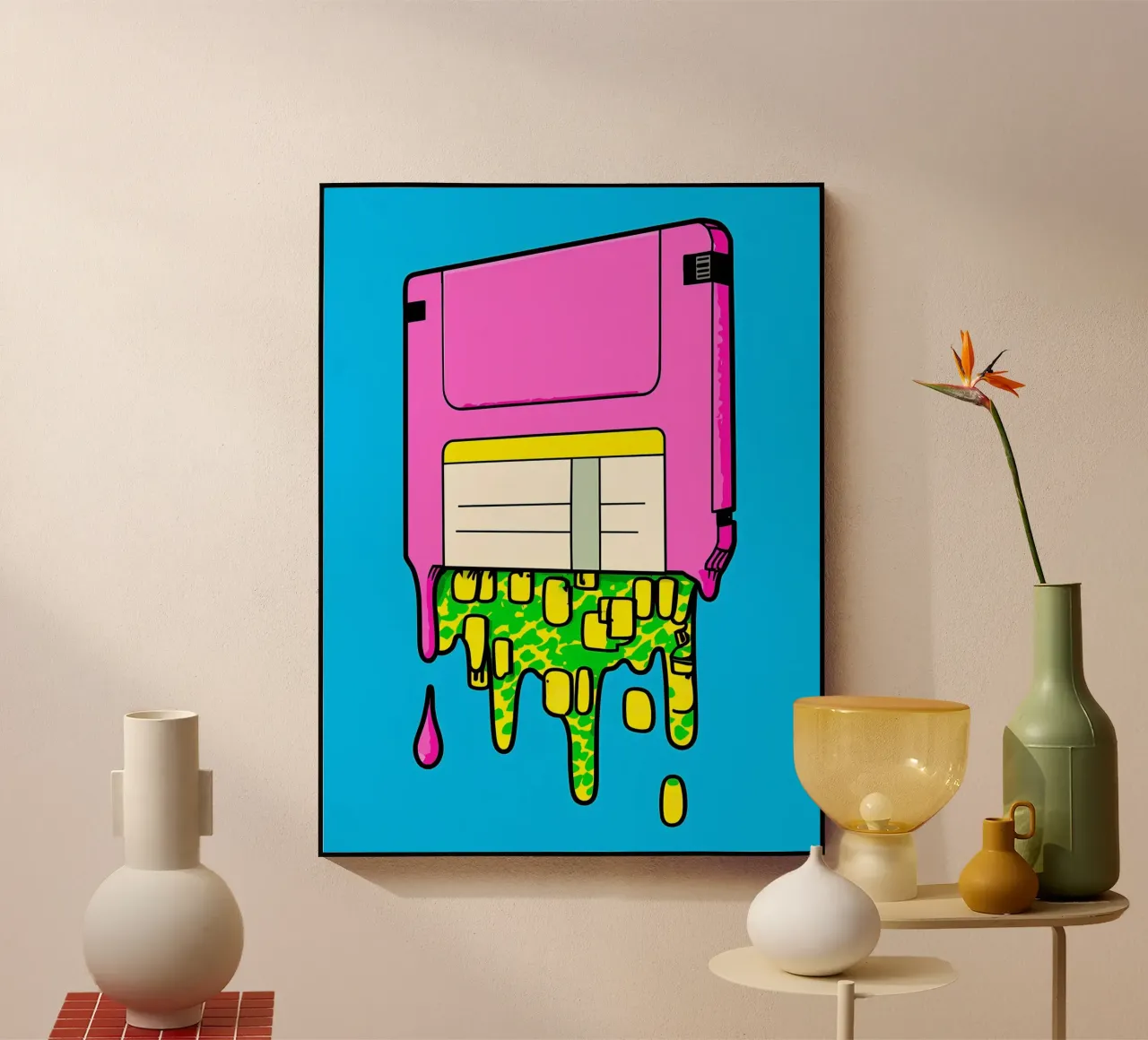 Floppy Disk Dripping - Pop Art metacrilato de ColorCrash Gallery
