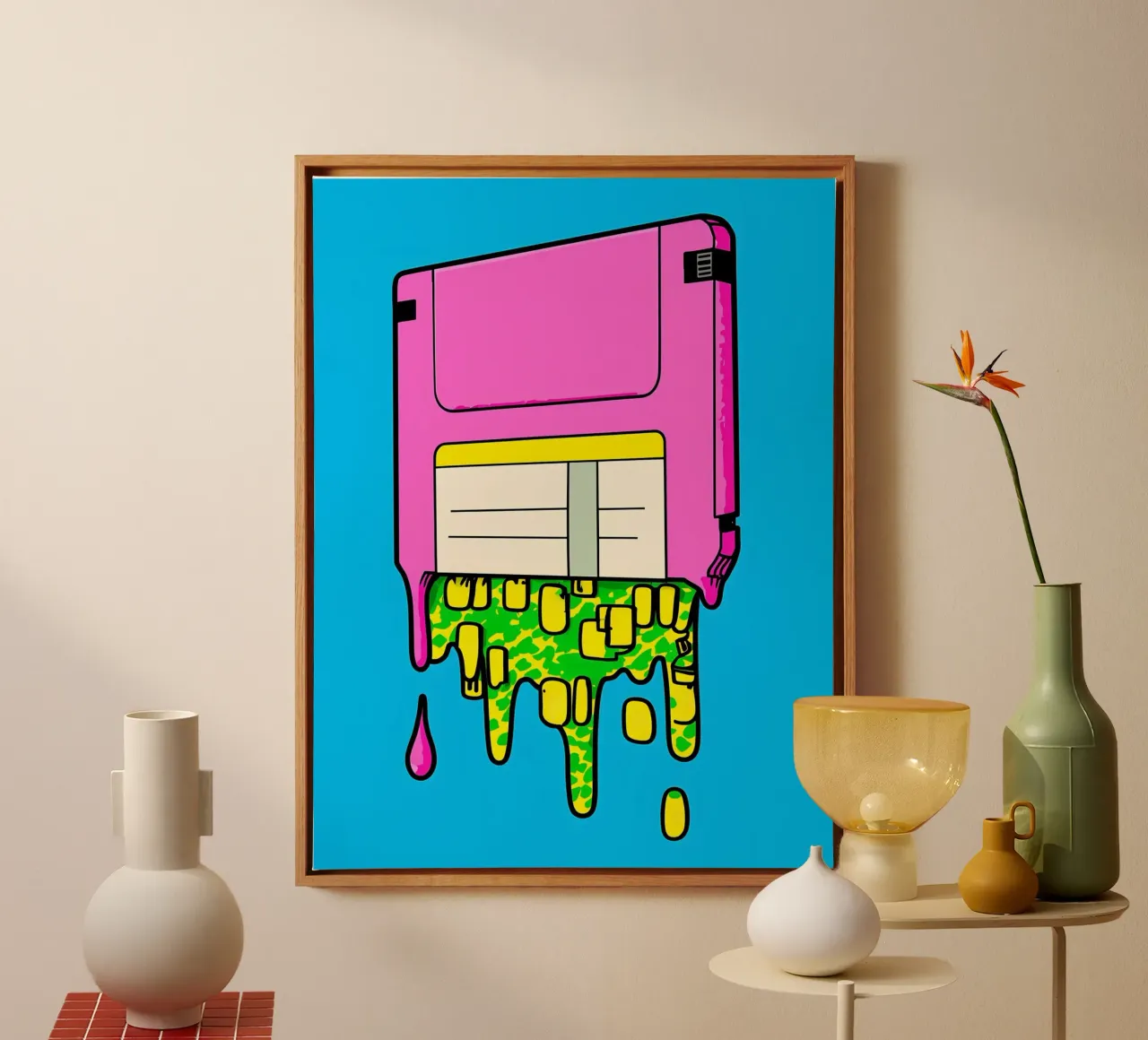 Floppy Disk Dripping - Pop Art canvas by ColorCrash Gallery