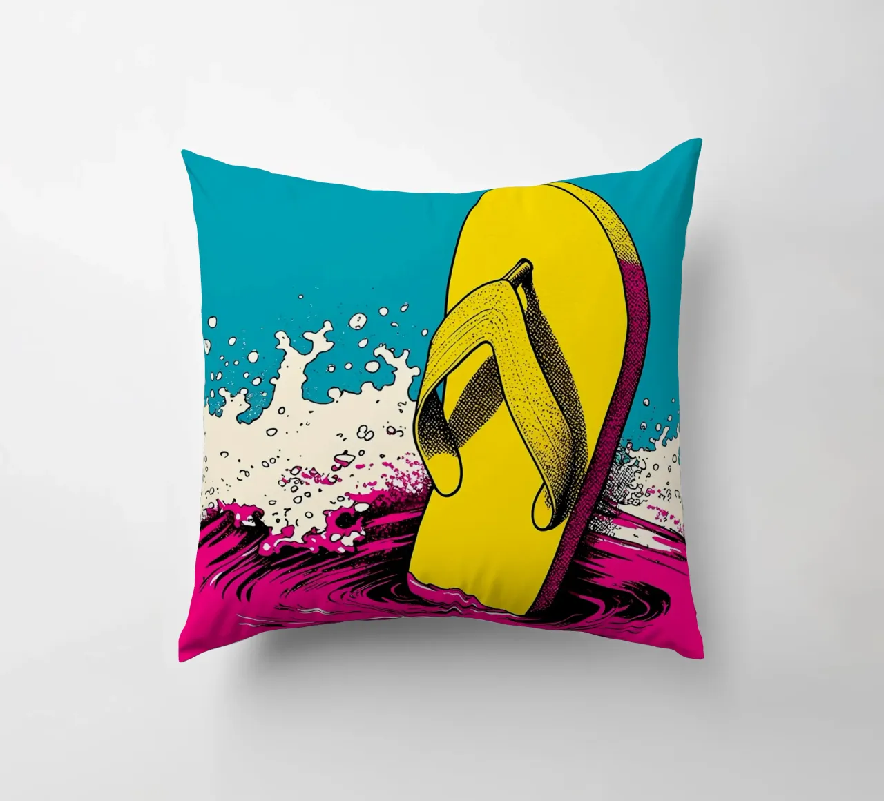 Infradito Splash - Pop Art cuscino da ColorCrash Gallery