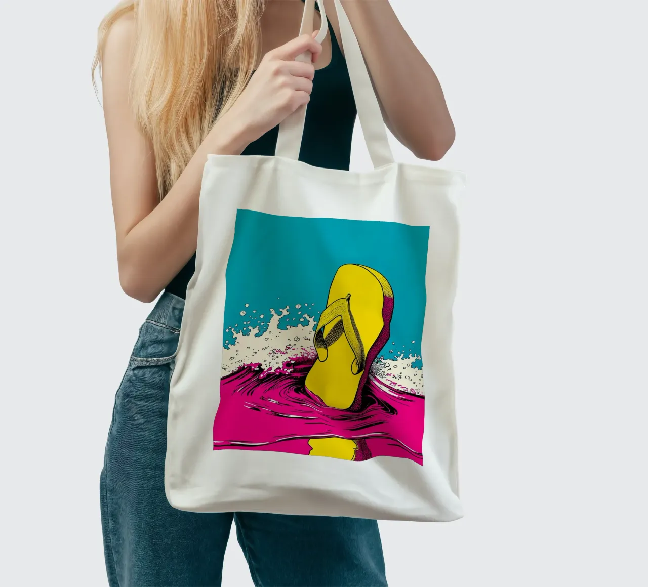 Infradito Splash - Pop Art borsa in juta da ColorCrash Gallery
