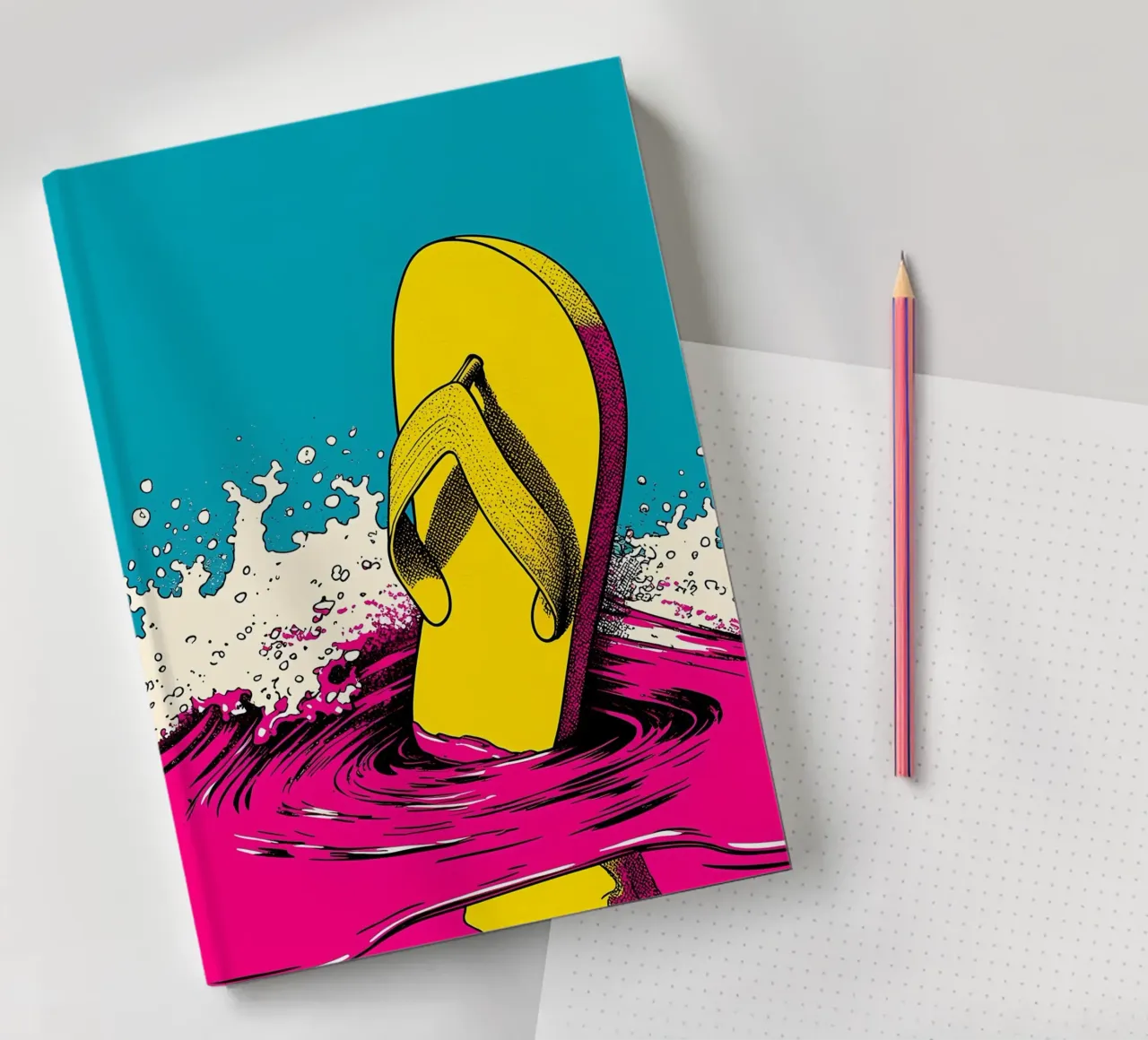 Flip-Flop Splash - Pop Art notebook by ColorCrash Gallery