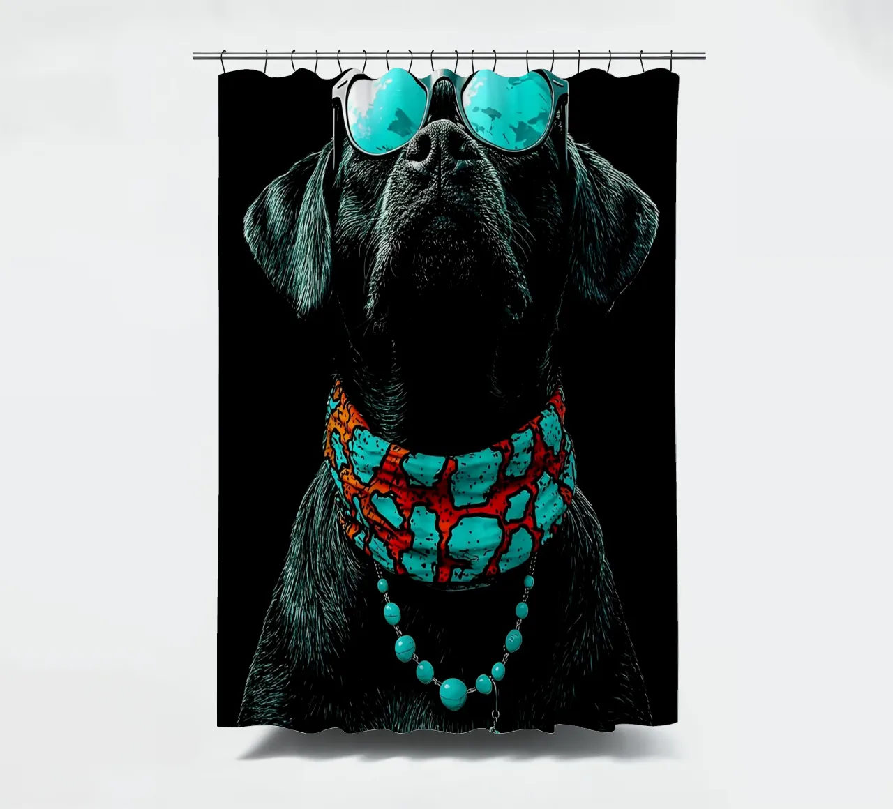 Cane con occhiali da sole - Pop Art tenda da doccia da ColorCrash Gallery