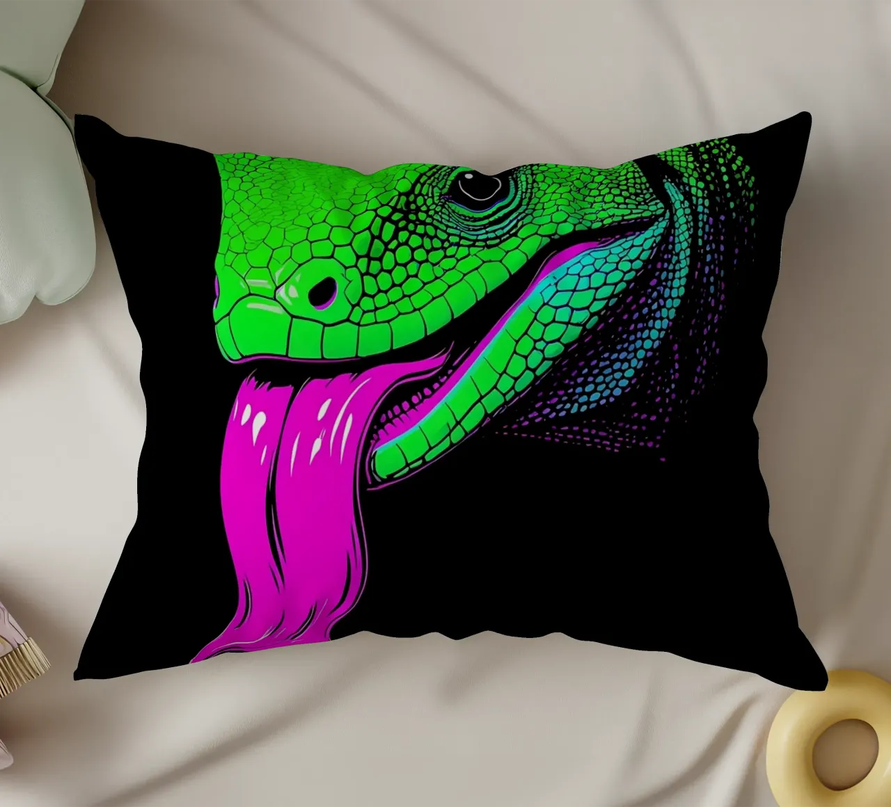 Lucertola - Pop Art cuscino da ColorCrash Gallery