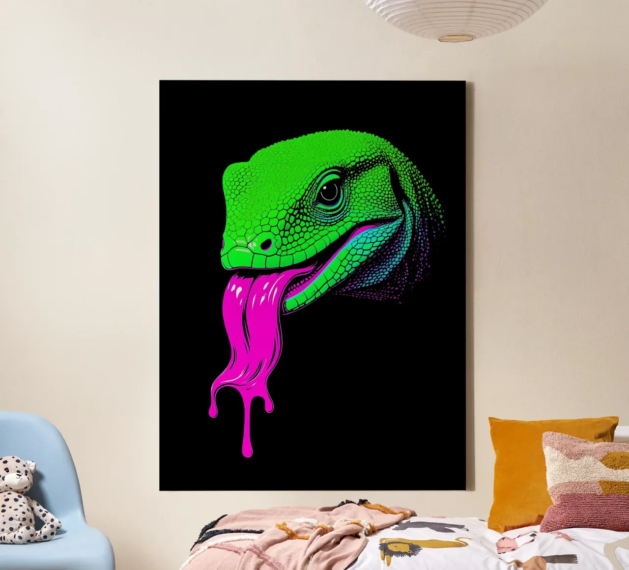 Lucertola - Pop Art tela con Cornice a cassetta da ColorCrash Gallery
