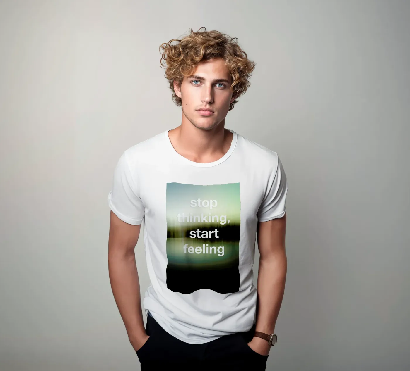 Stop Thinking t-shirt da Angelo Cerantola