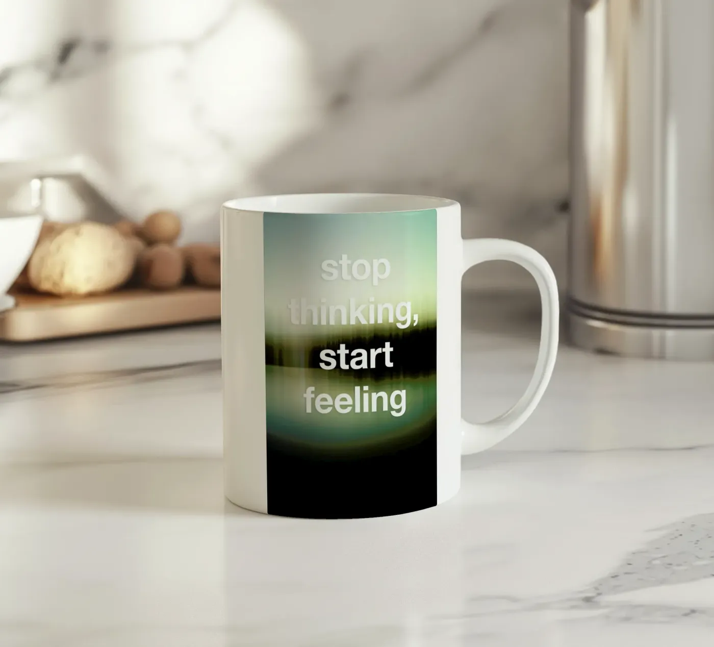 Stop Thinking ceramic mug by Angelo Cerantola