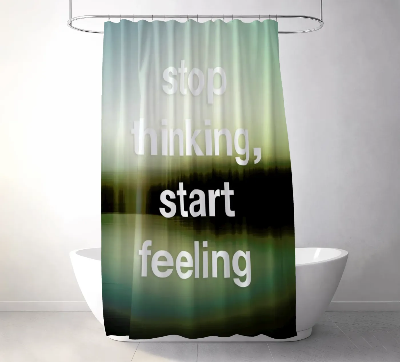 Stop Thinking Duschvorhang von Angelo Cerantola