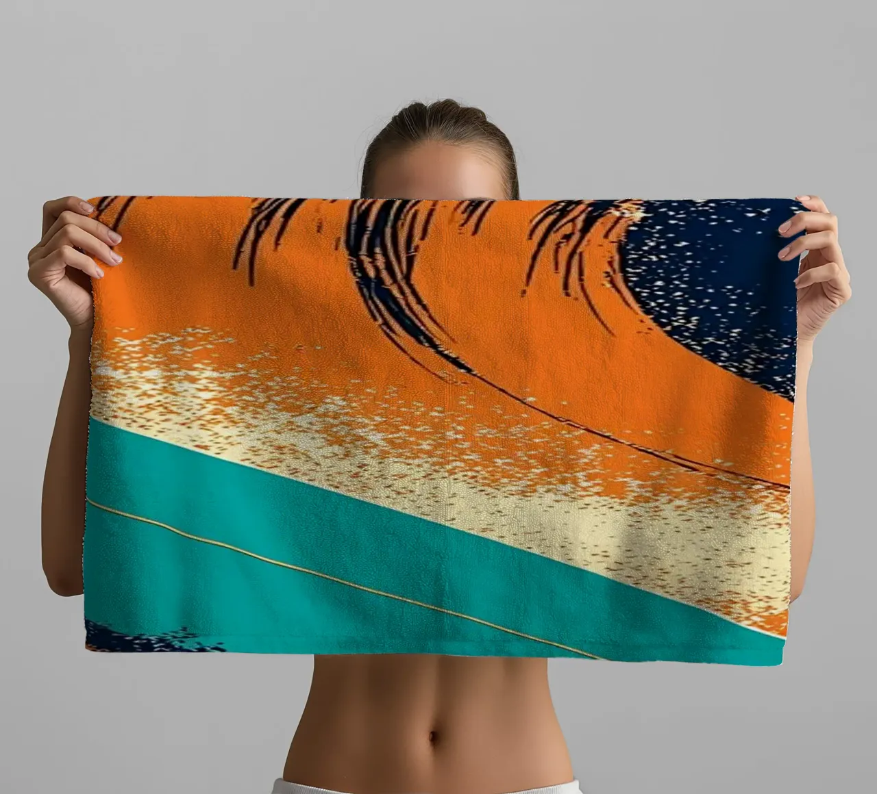 Surfboard In Wave - Pop Art towel by ColorCrash Gallery
