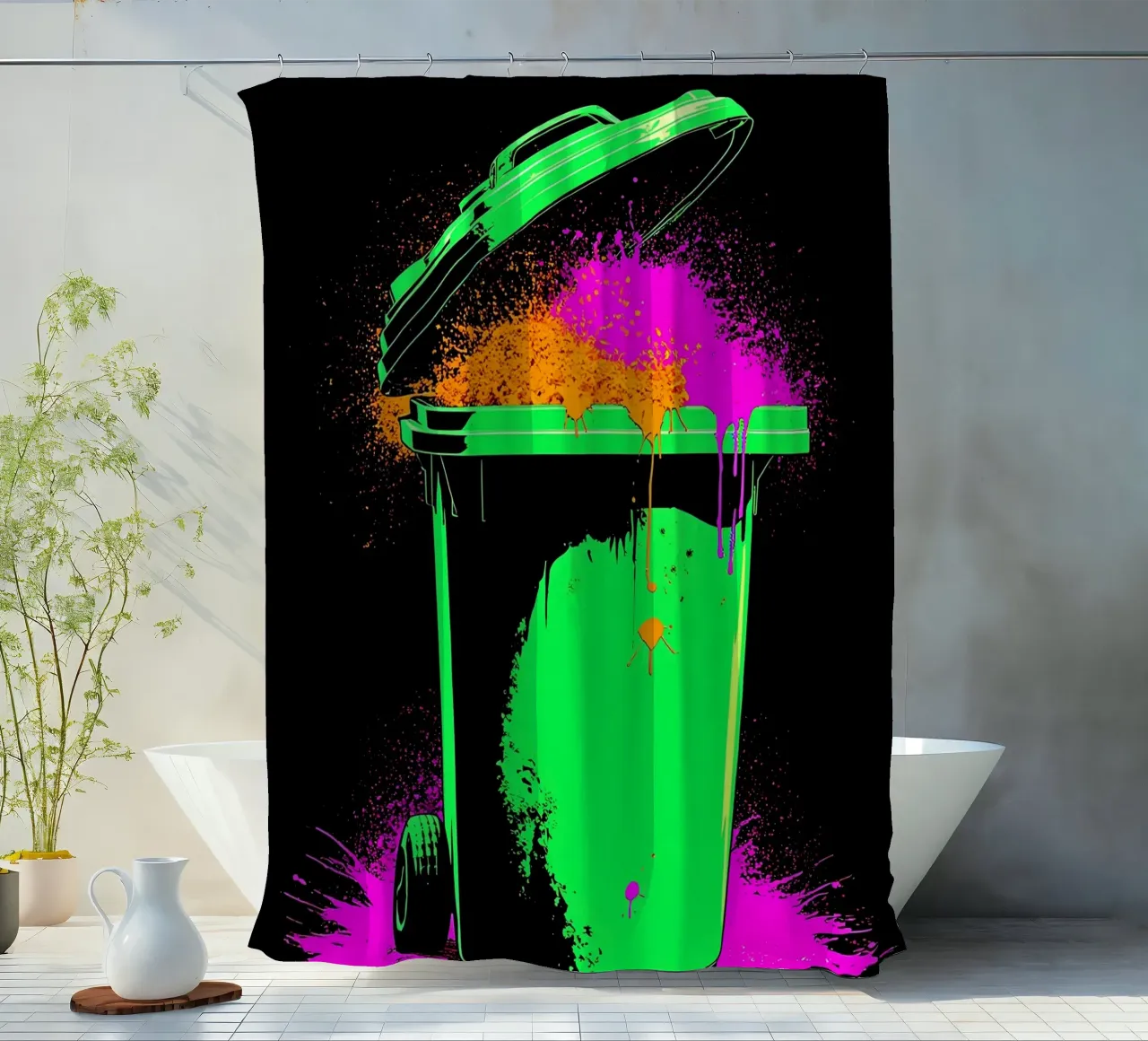 Mülleimer - Pop Art Duschvorhang von ColorCrash Gallery