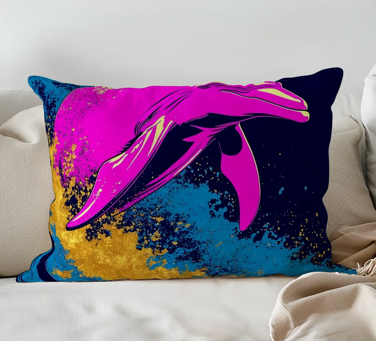 Delfino in onda - Pop Art cuscino da ColorCrash Gallery
