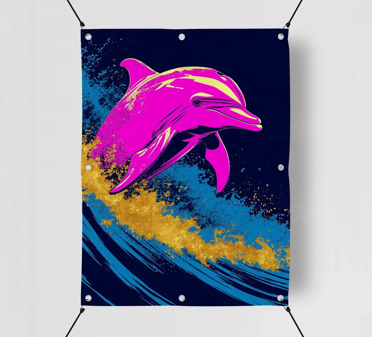 Dolphin In Wave - Pop Art PVC Plane von ColorCrash Gallery