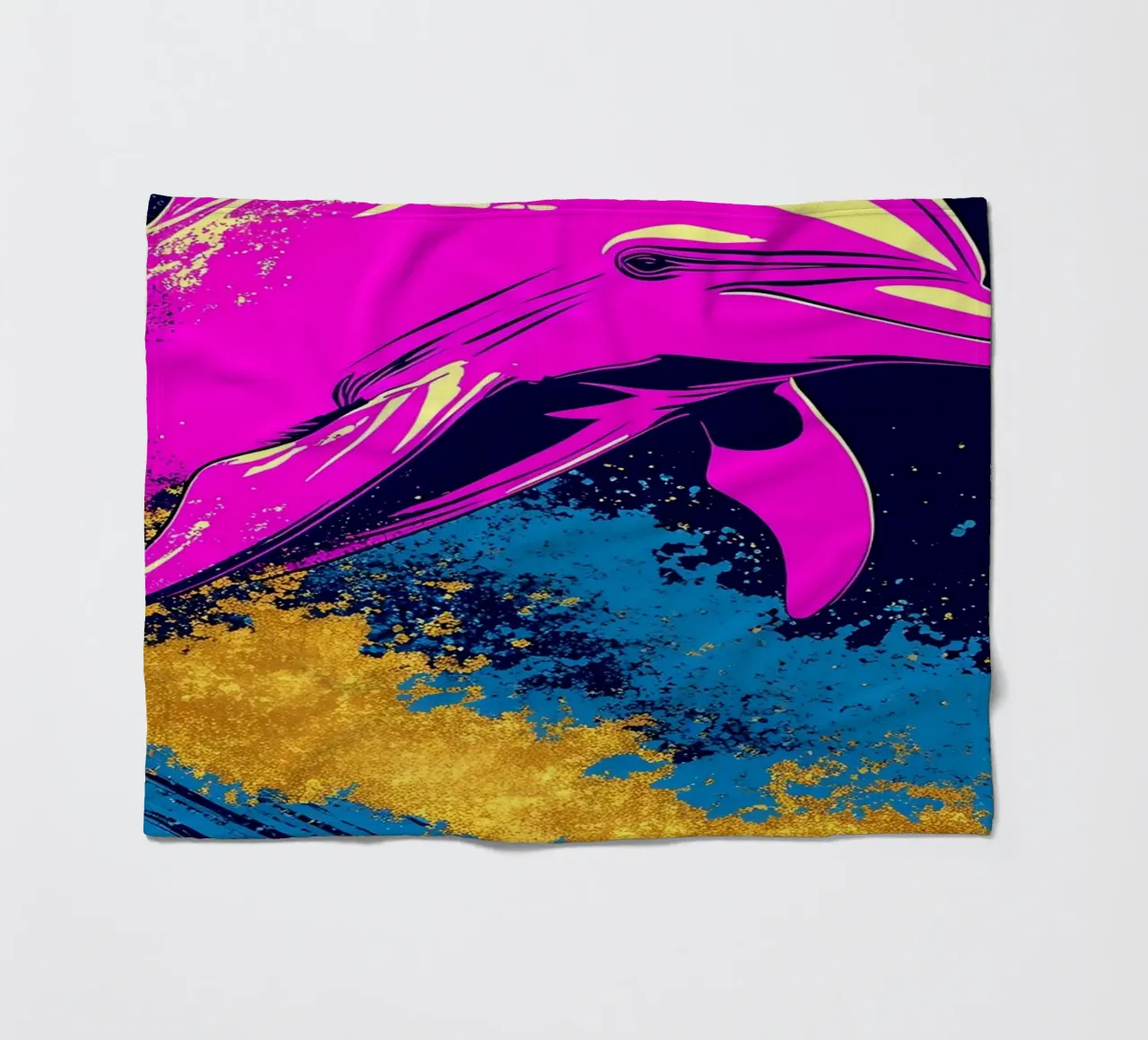 Delfino in onda - Pop Art coperta in pile da ColorCrash Gallery