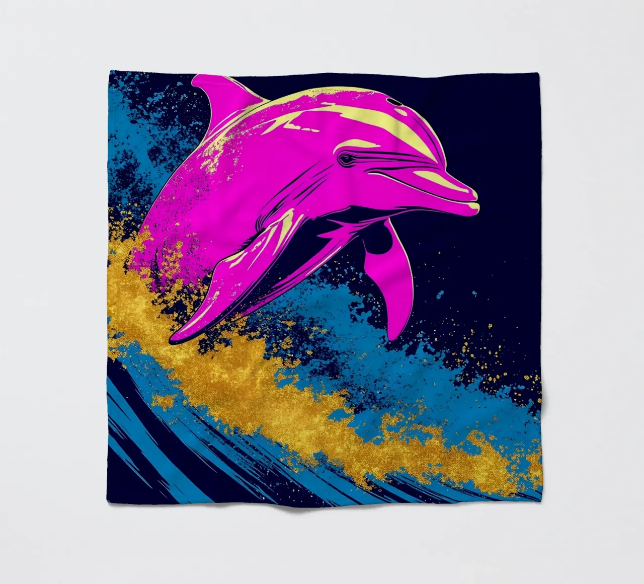 Delfino in onda - Pop Art coperta in pile da ColorCrash Gallery