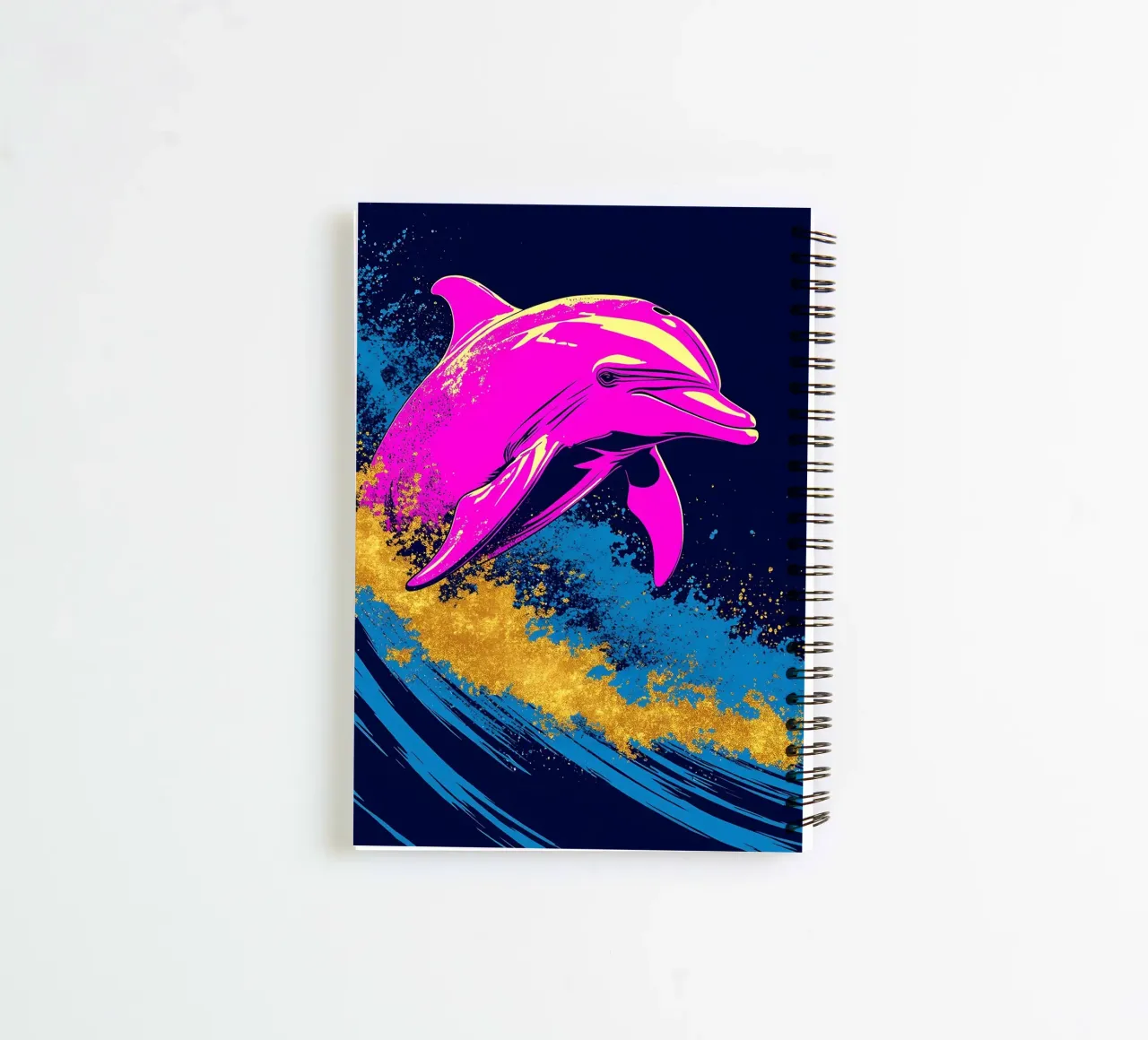 Dolphin In Wave - Pop Art Ringbuch von ColorCrash Gallery